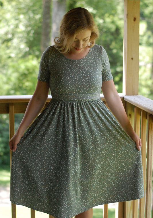 Pre-Order Cotton "Wildwood Floral" Nursing Friendly Twirl Dress in Sage