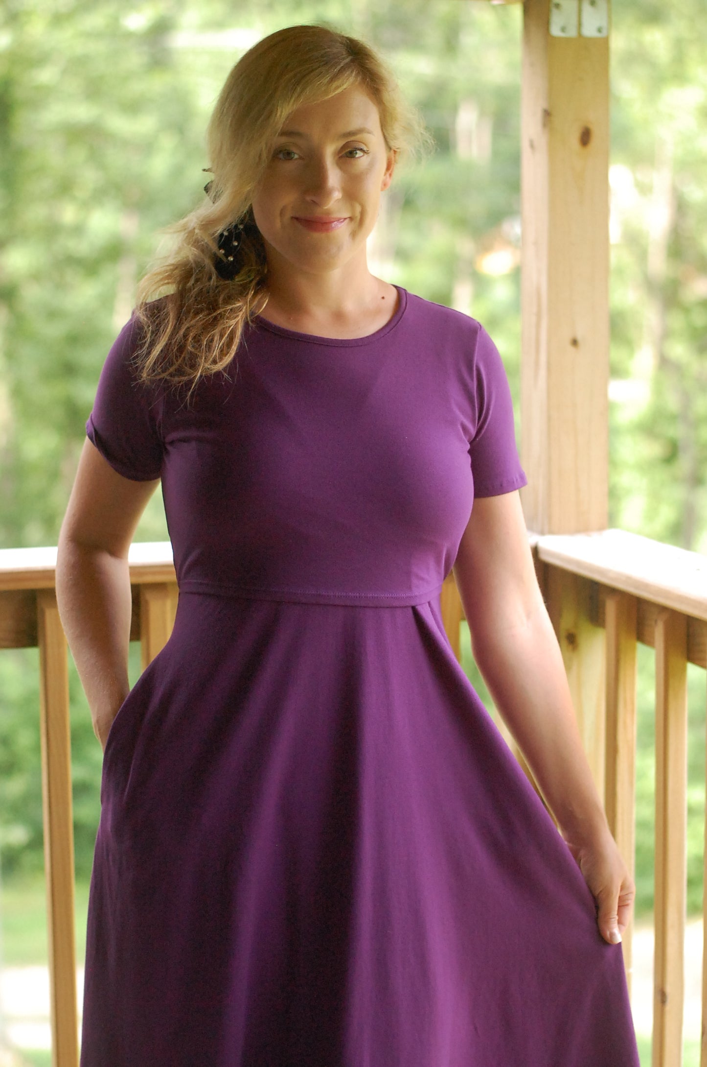 "Violet" Cotton Round Neck Twirl Nursing Friendly Dress