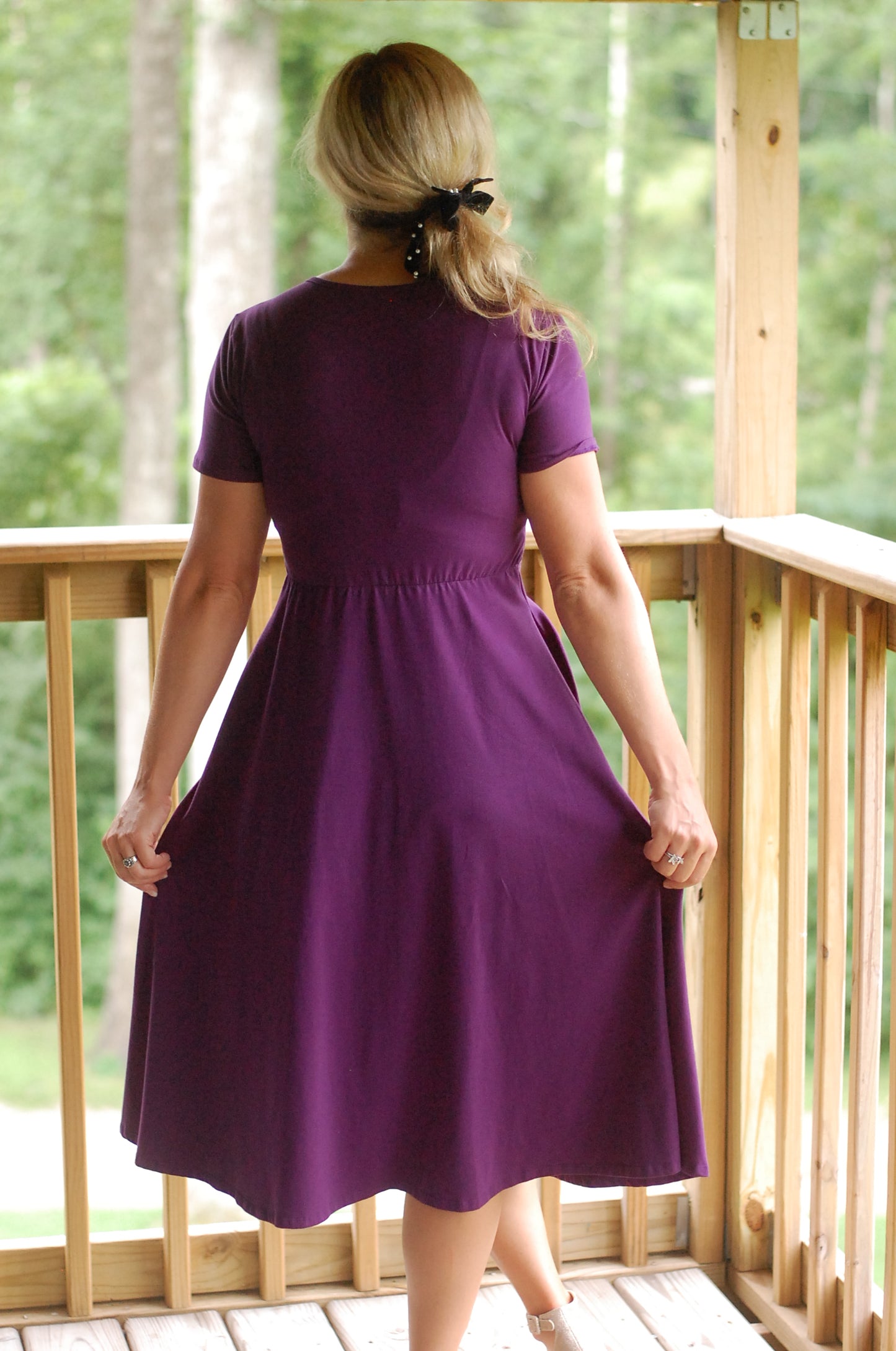 "Violet" Cotton Round Neck Twirl Nursing Friendly Dress