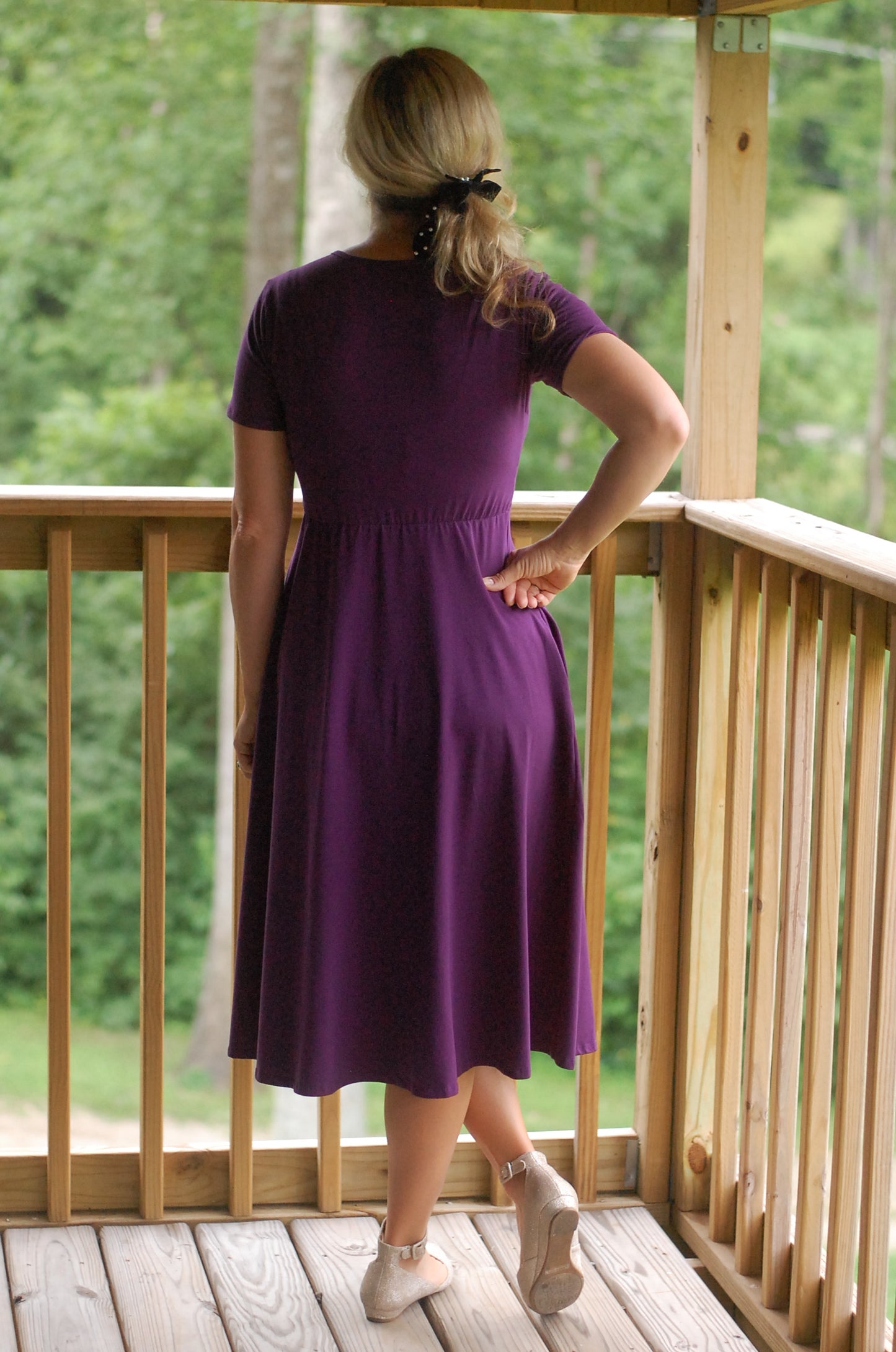 "Violet" Cotton Round Neck Twirl Nursing Friendly Dress