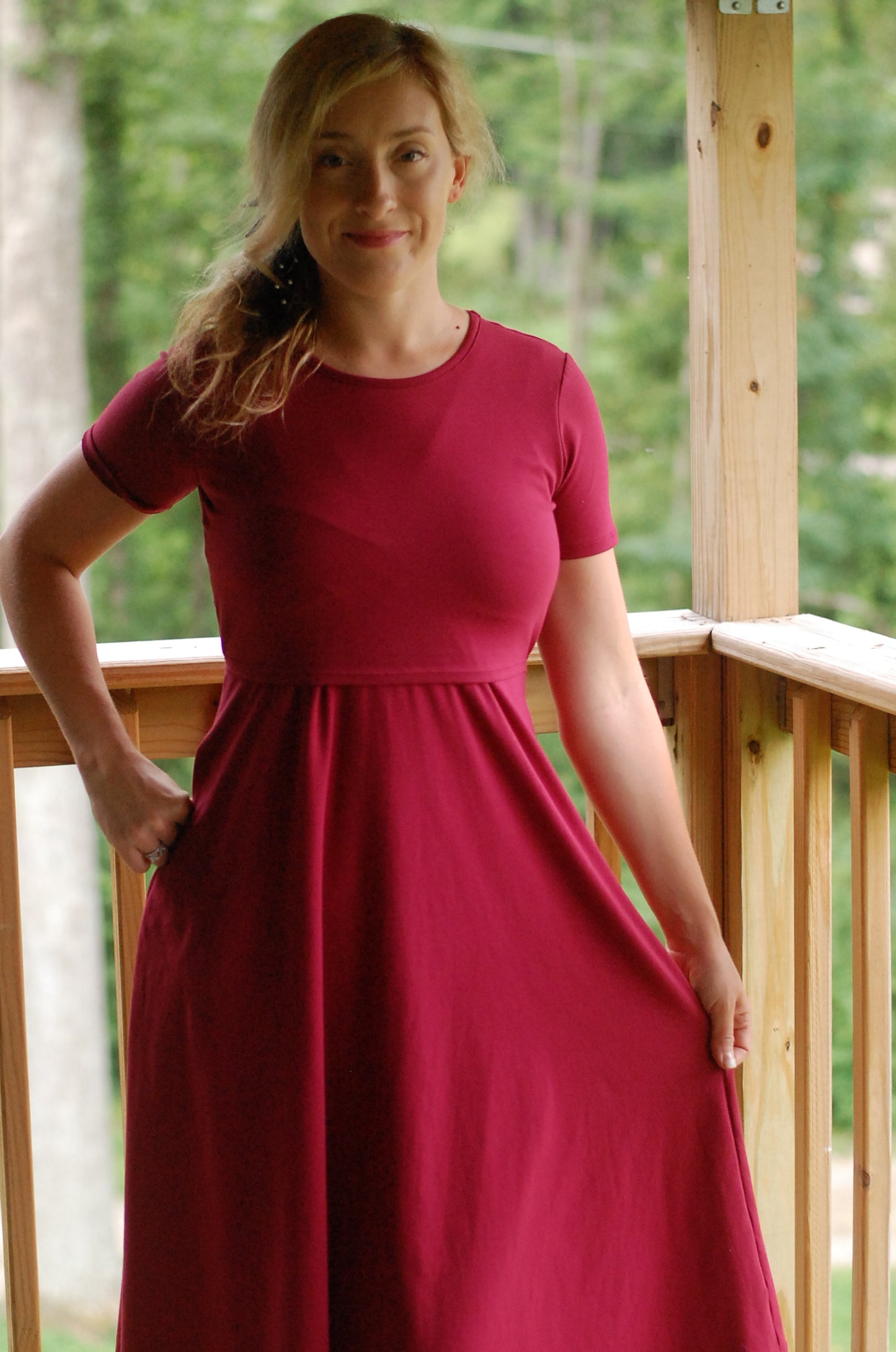 "Ruby" Cotton Round Neck Twirl Nursing Friendly Dress