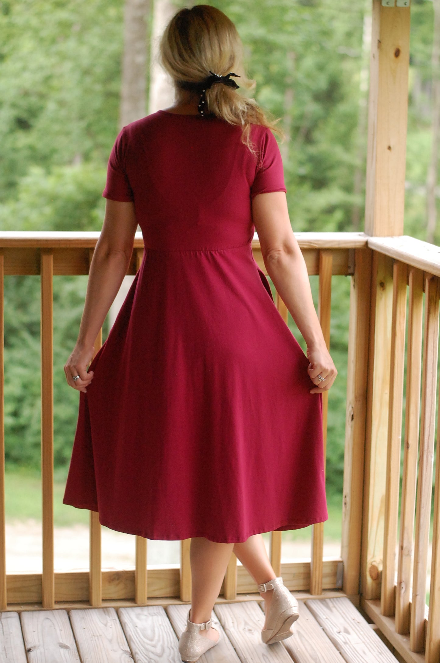 "Ruby" Cotton Round Neck Twirl Nursing Friendly Dress