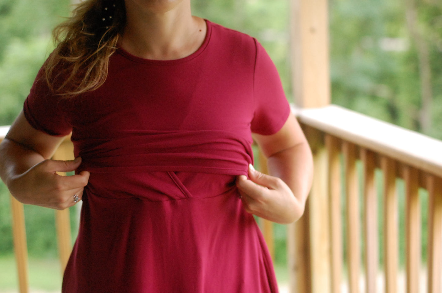 "Ruby" Cotton Round Neck Twirl Nursing Friendly Dress