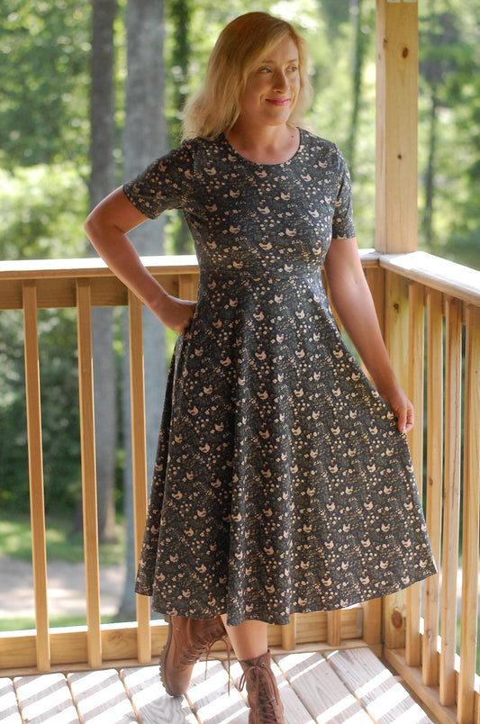 Pre-Order Cotton Chicken Print  Nursing Friendly Dress
