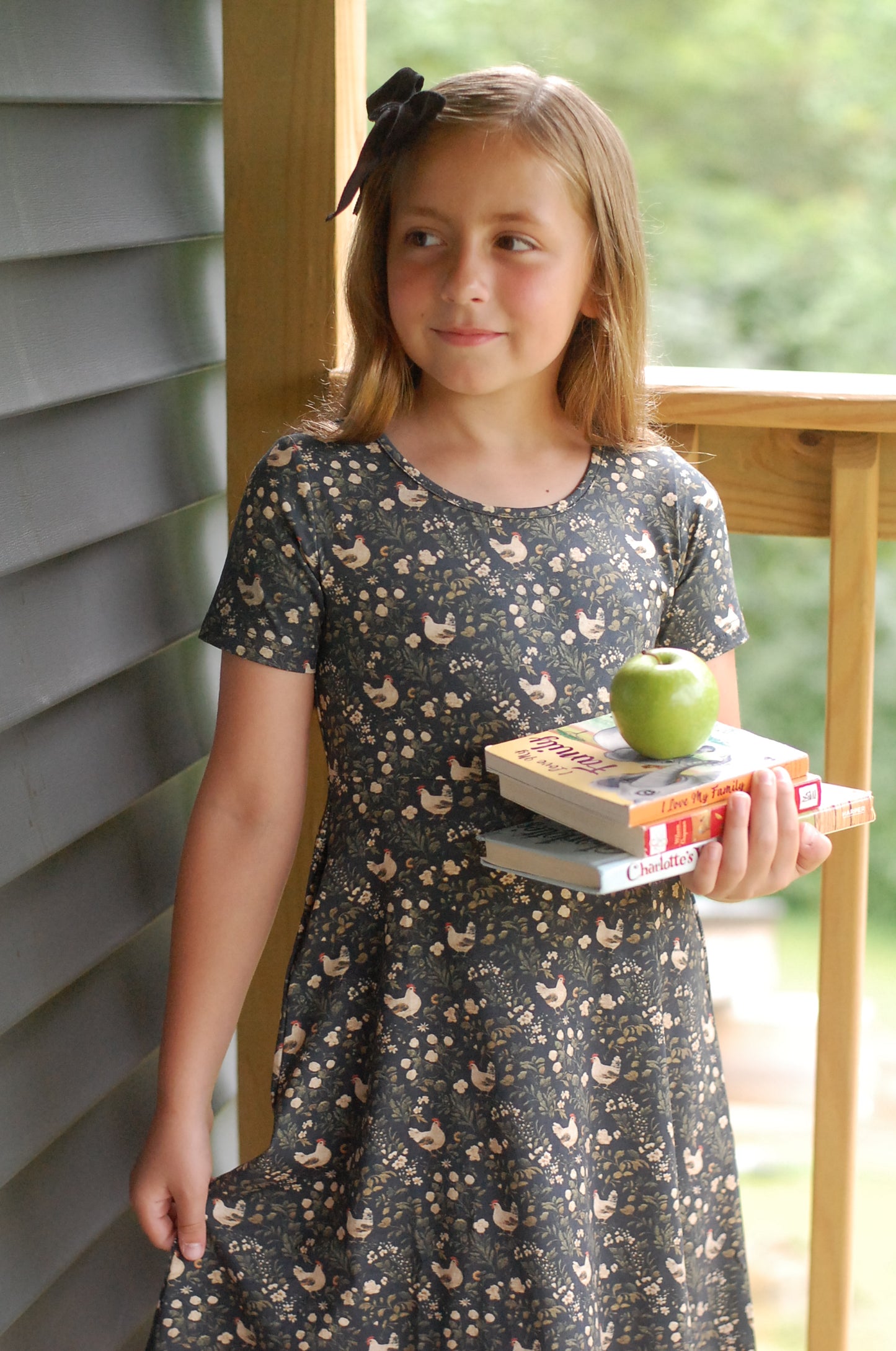 Pre-Order Girls Cotton Chicken Print Twirl Dress