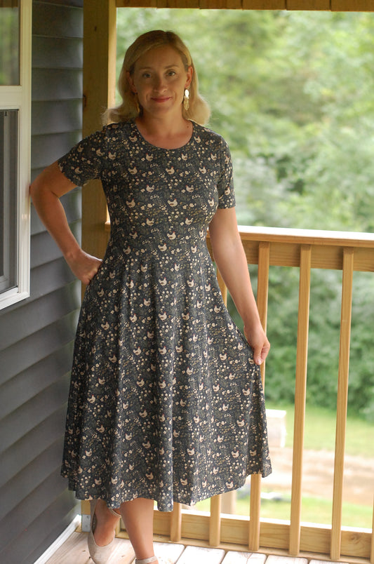 Pre-Order Cotton Chicken Print Twirl Dress