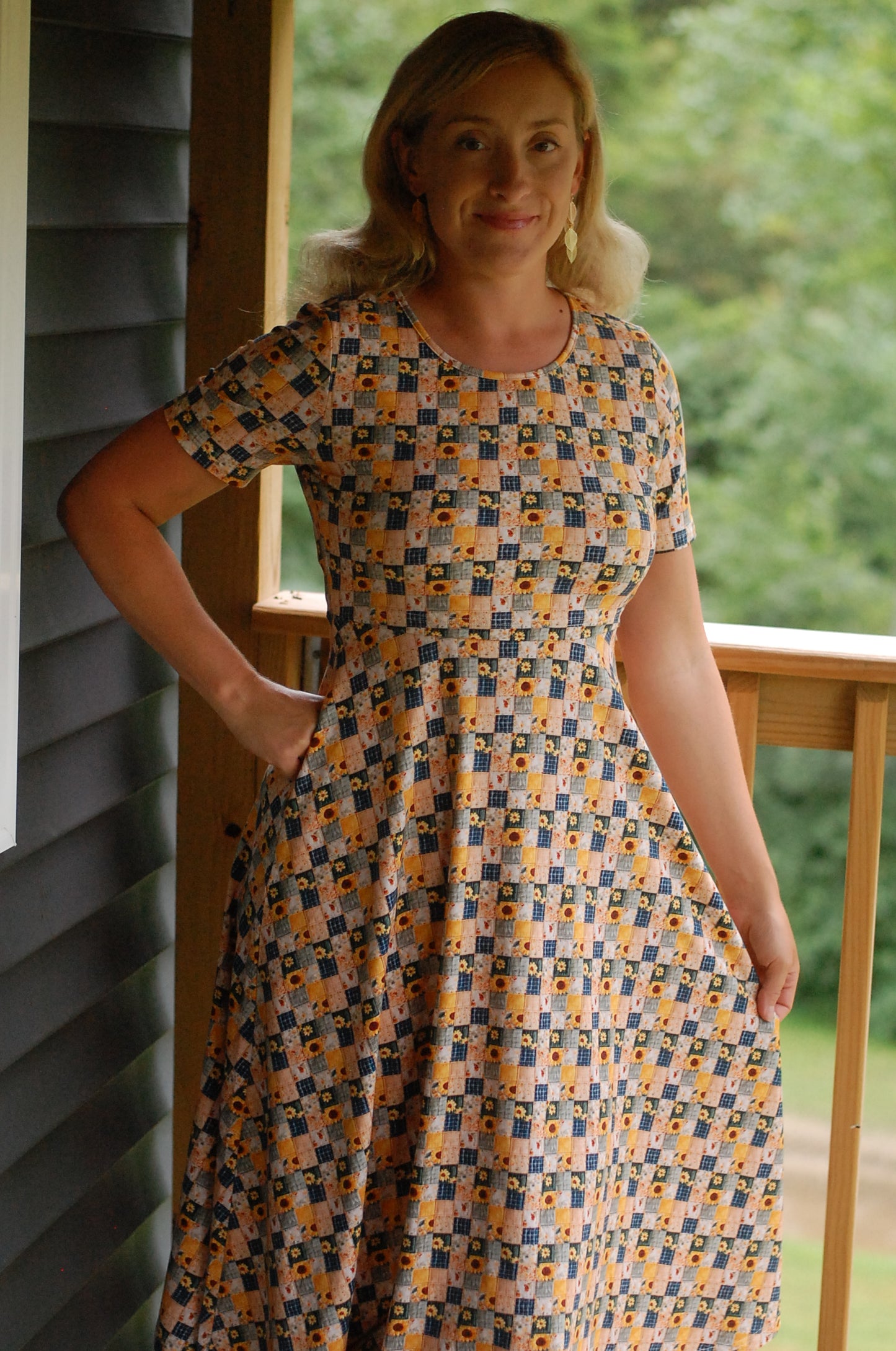Pre-Order Cotton Sunflower Patchwork Nursing Friendly Twirl Dress