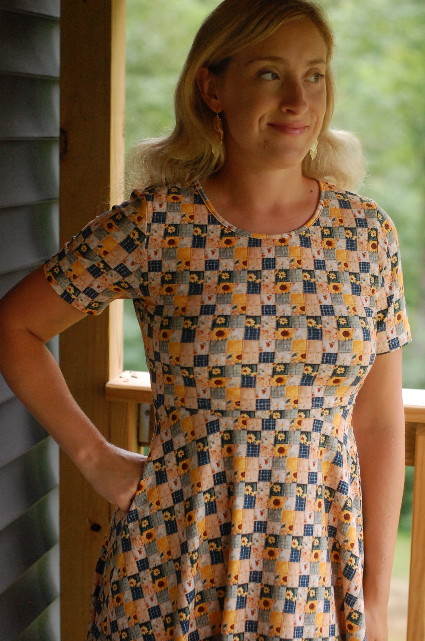 Pre-Order Cotton Sunflower Patchwork Nursing Friendly Twirl Dress