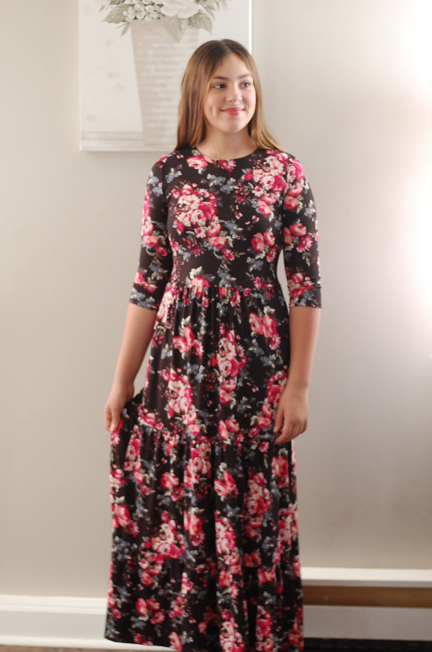 "Rose in Bloom" Tiered Dress