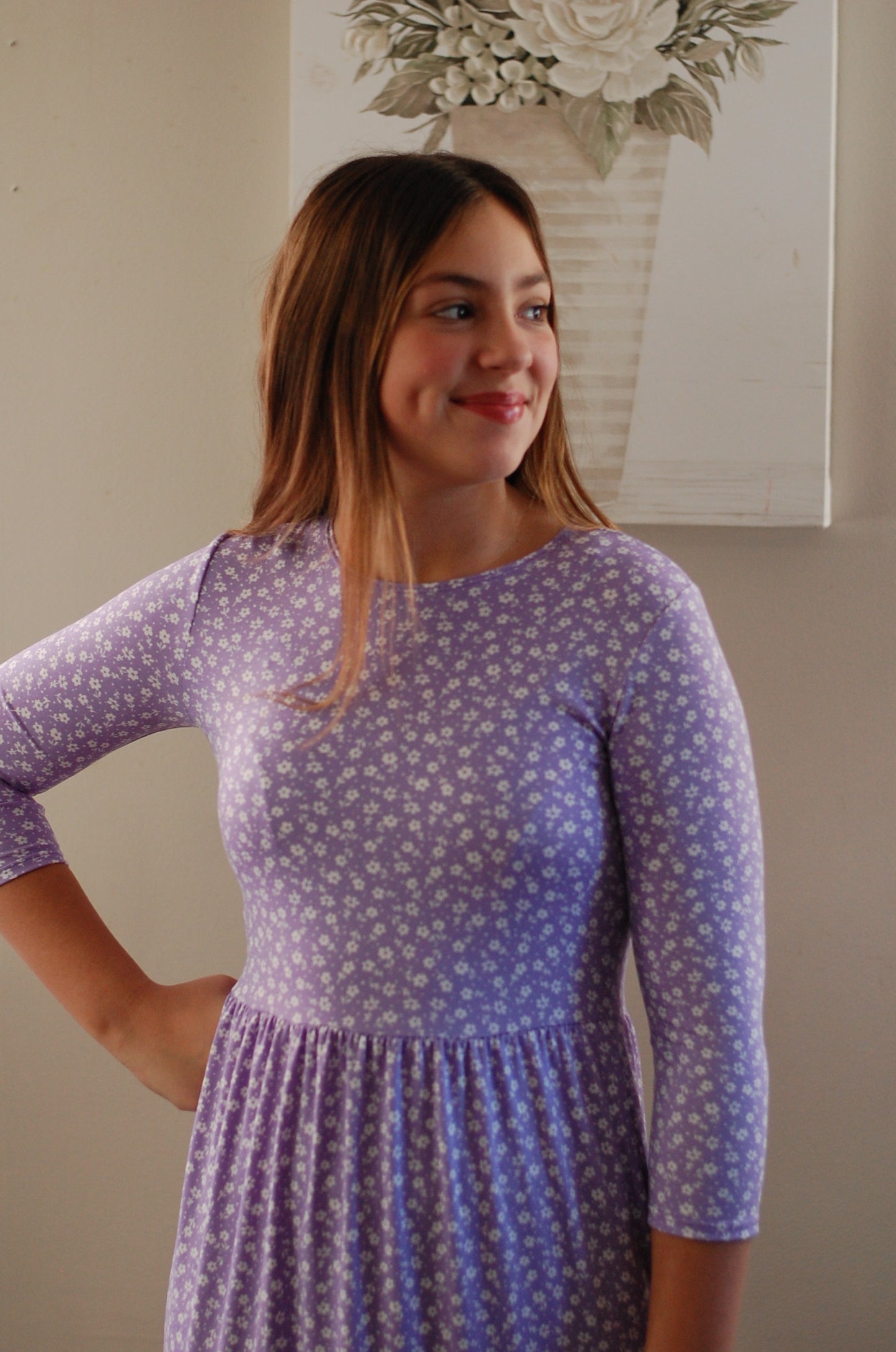 Lavender Blossoms Tiered Dress