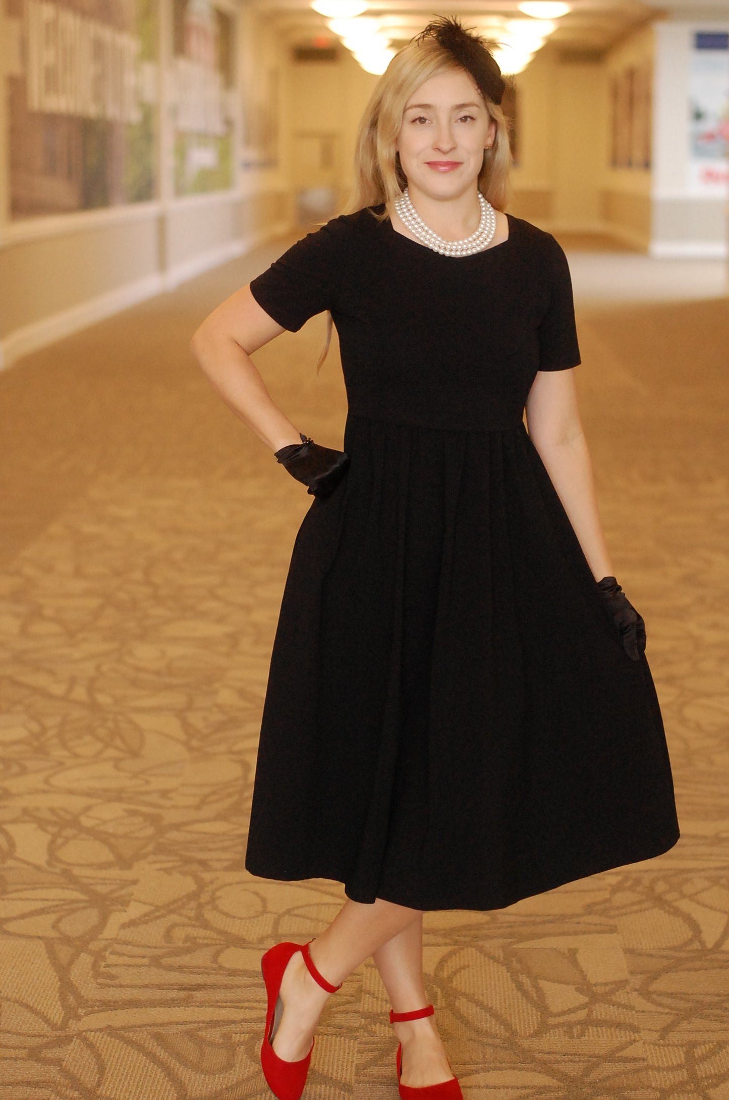 "Amy" Little Black Nursing-Friendly Cotton Dress with Sweetheart Neckline