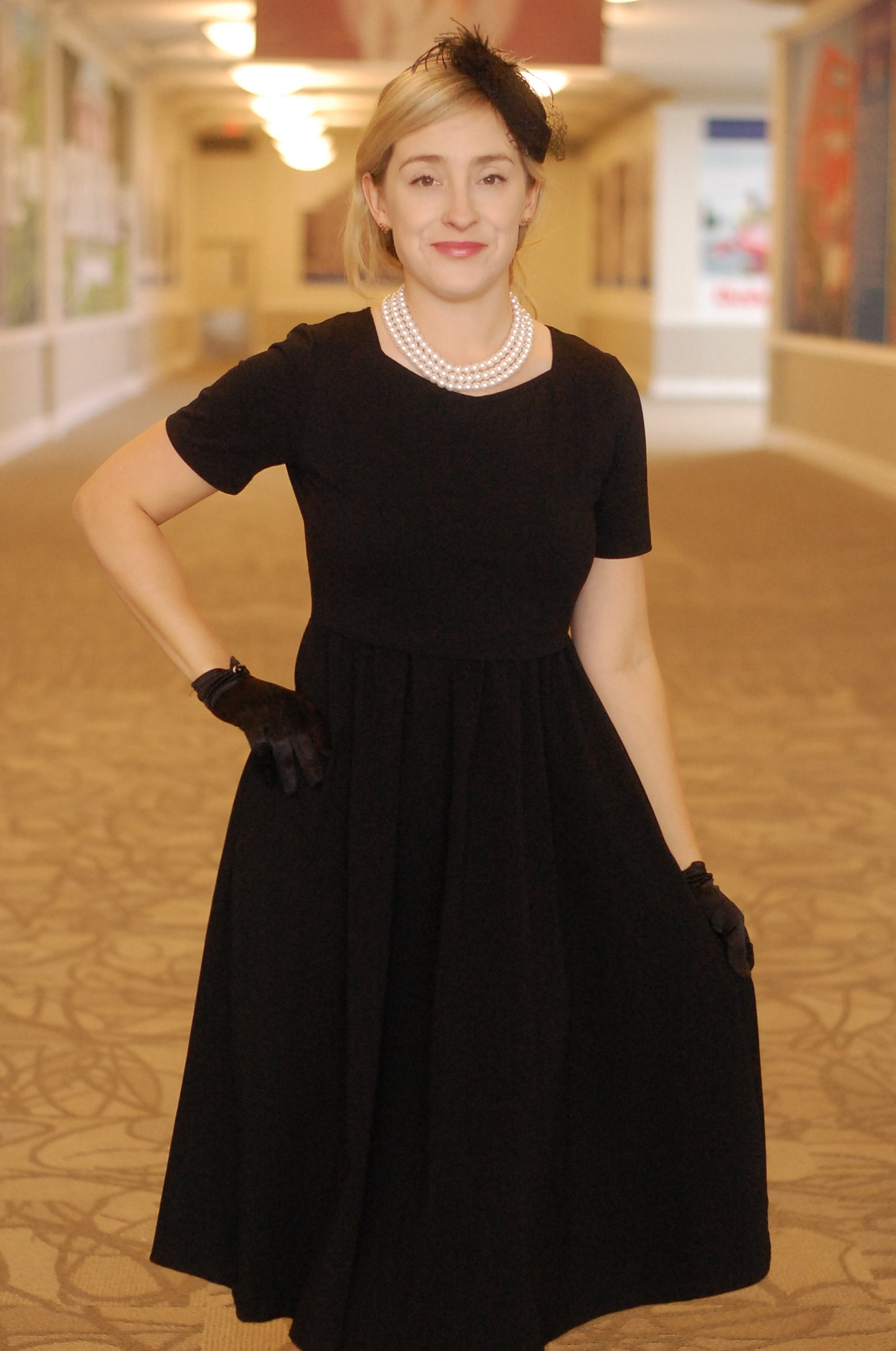 "Amy" Little Black Nursing-Friendly Cotton Dress with Sweetheart Neckline