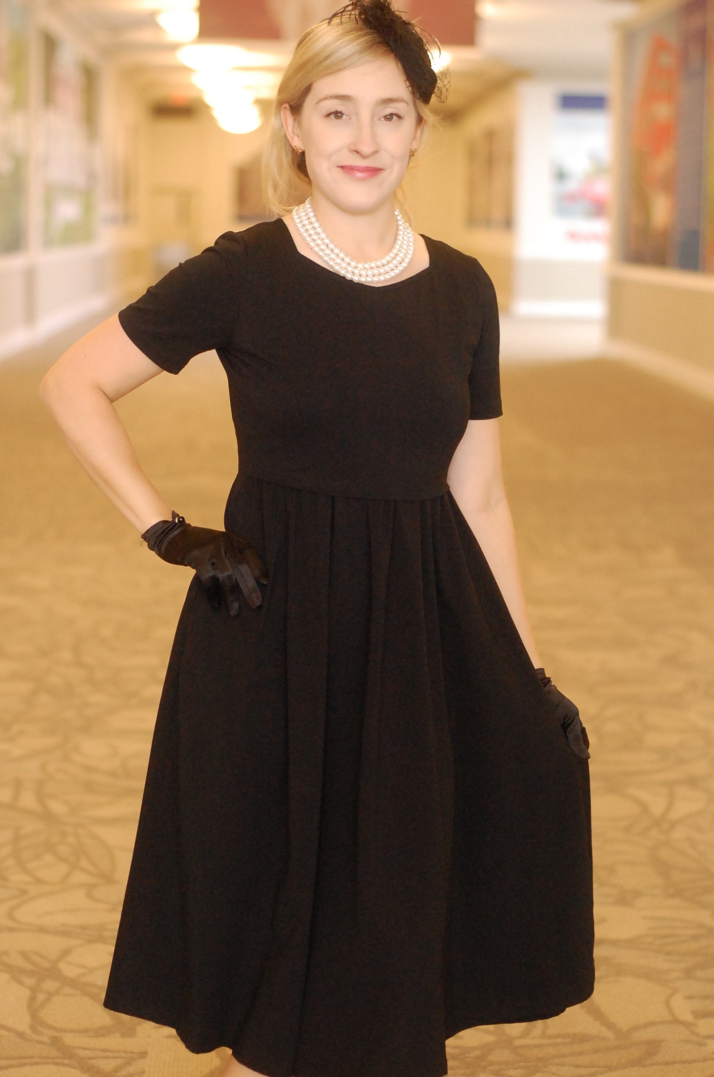 "Amy" Little Black Nursing-Friendly Cotton Dress with Sweetheart Neckline