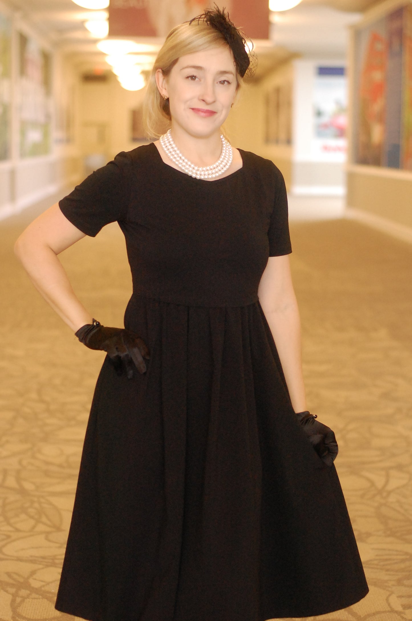 "Amy" Little Black Nursing-Friendly Cotton Dress with Sweetheart Neckline