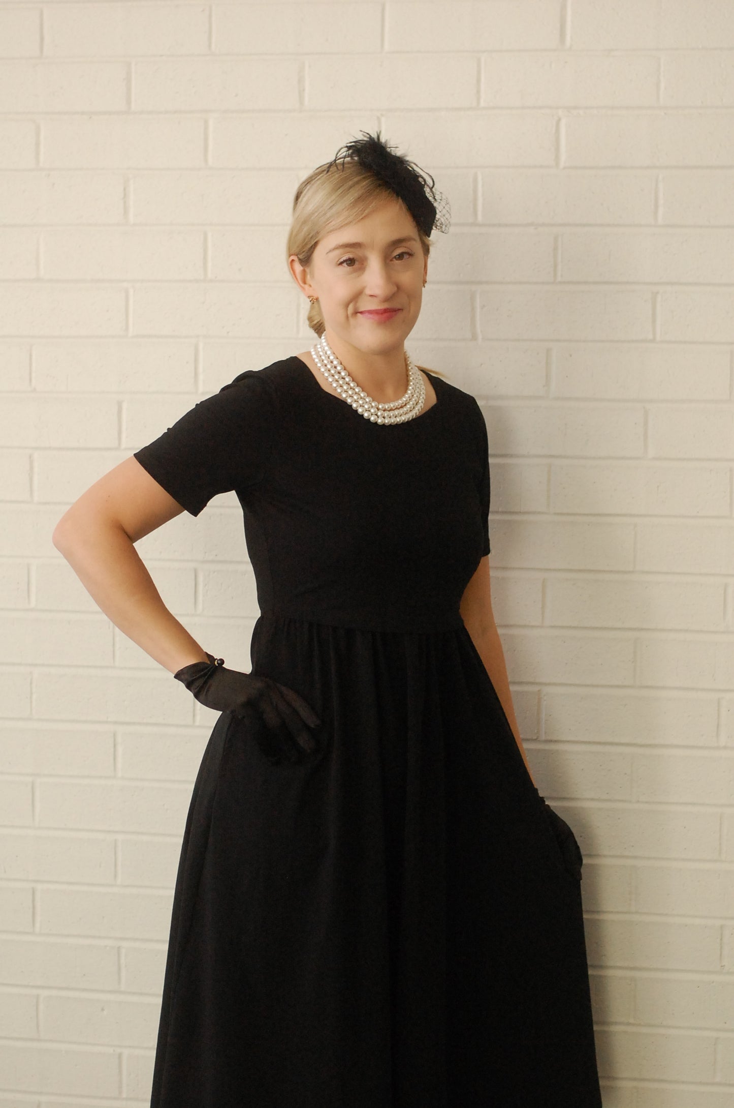 "Amy" Little Black Nursing-Friendly Cotton Dress with Sweetheart Neckline