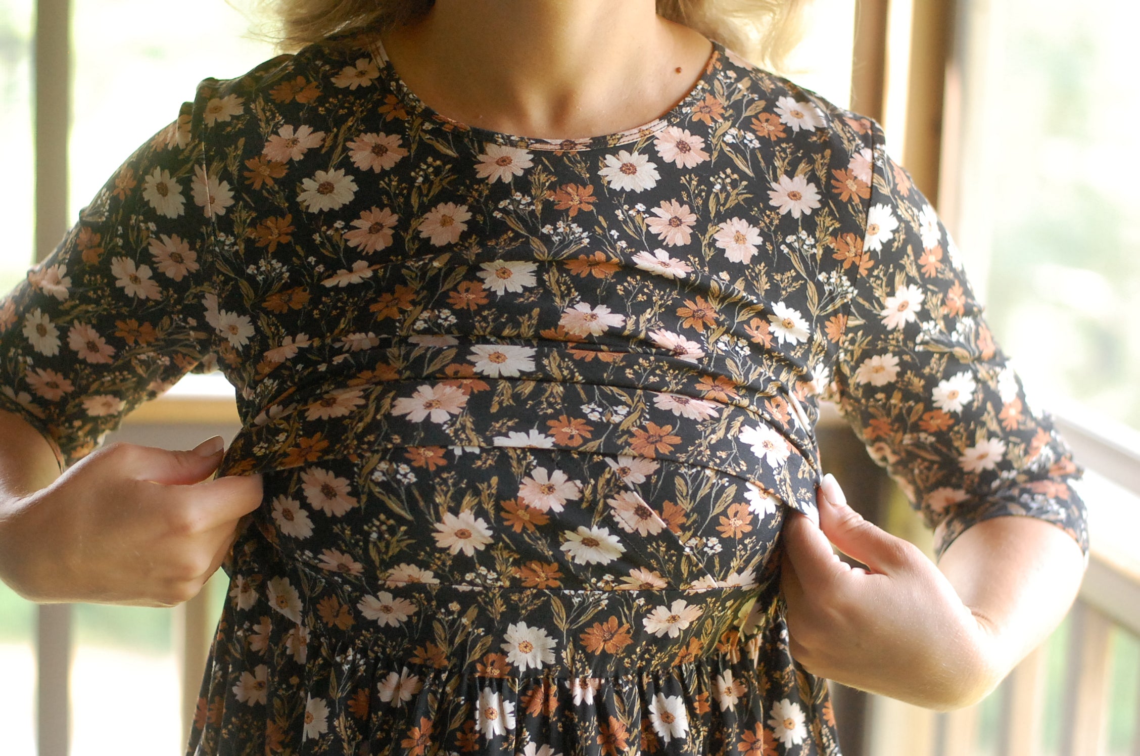 Autumn Blooms Cotton Homestead Midi Dress