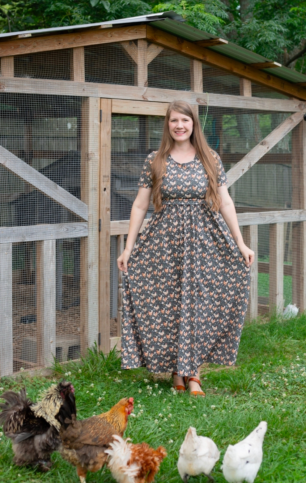 Pre-order "Farmyard Bevy" Cotton Maxi Dress