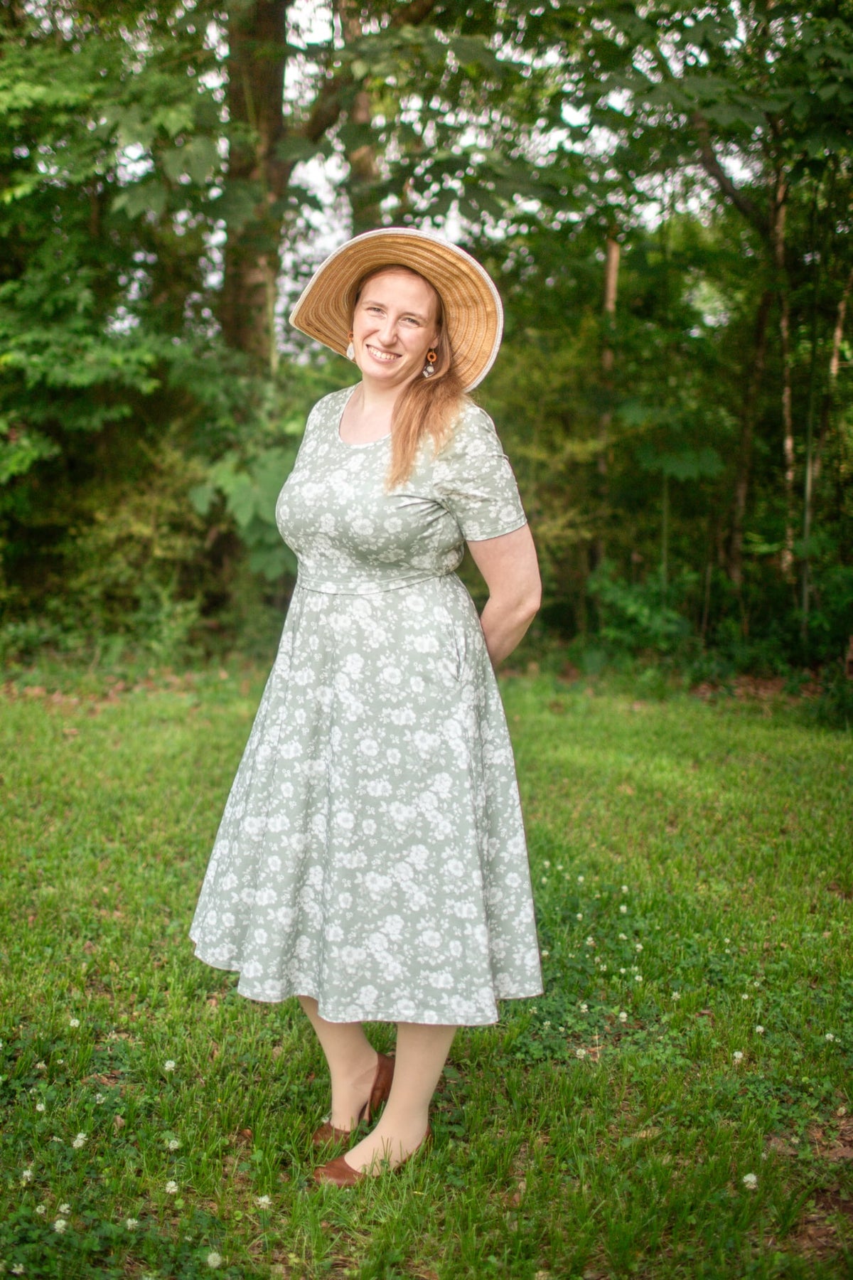 Sage Blossom Cotton Twirl Dress