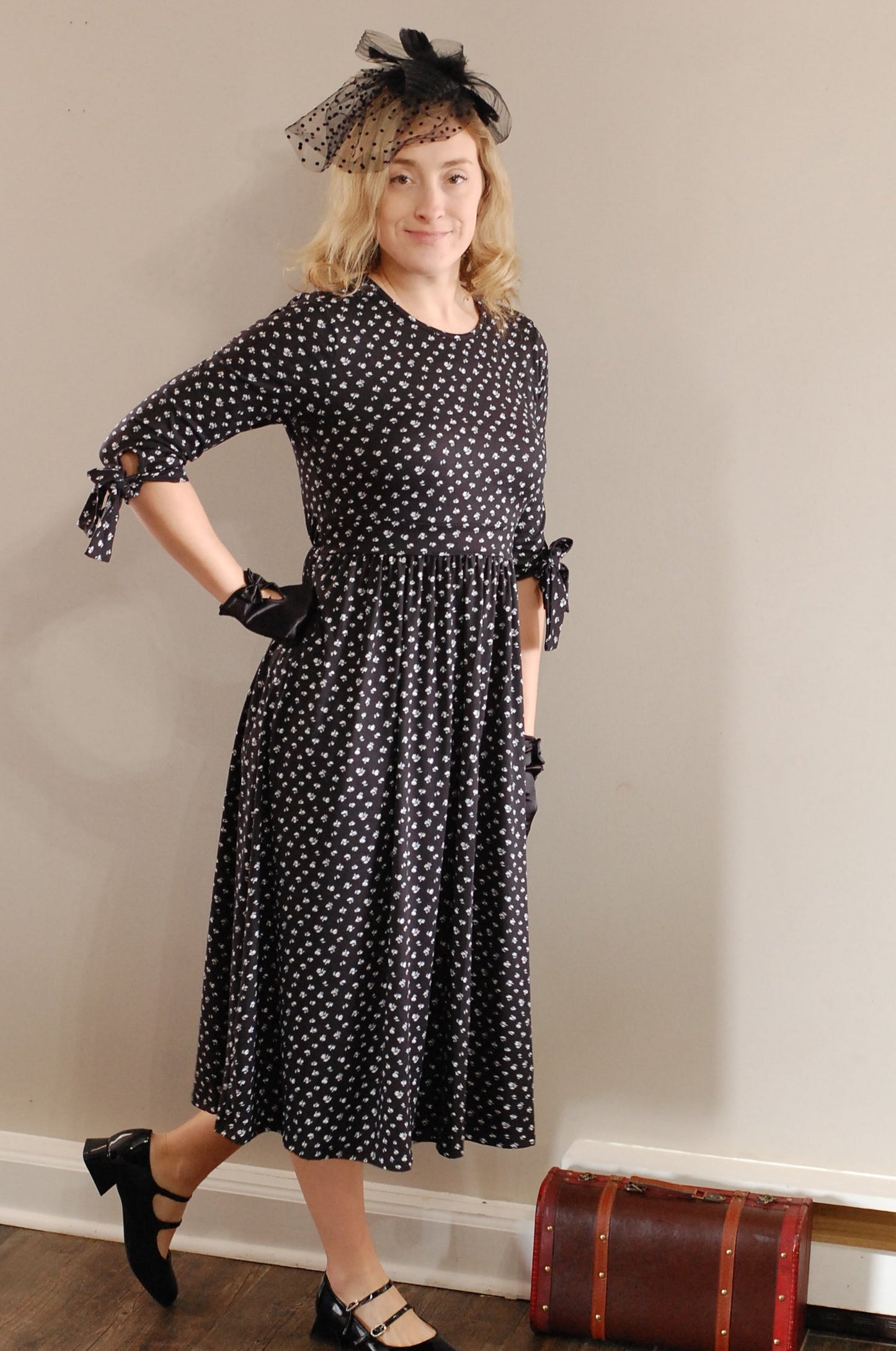 Classic Floral Bow Sleeve Dress Nursing and Maternity Friendly