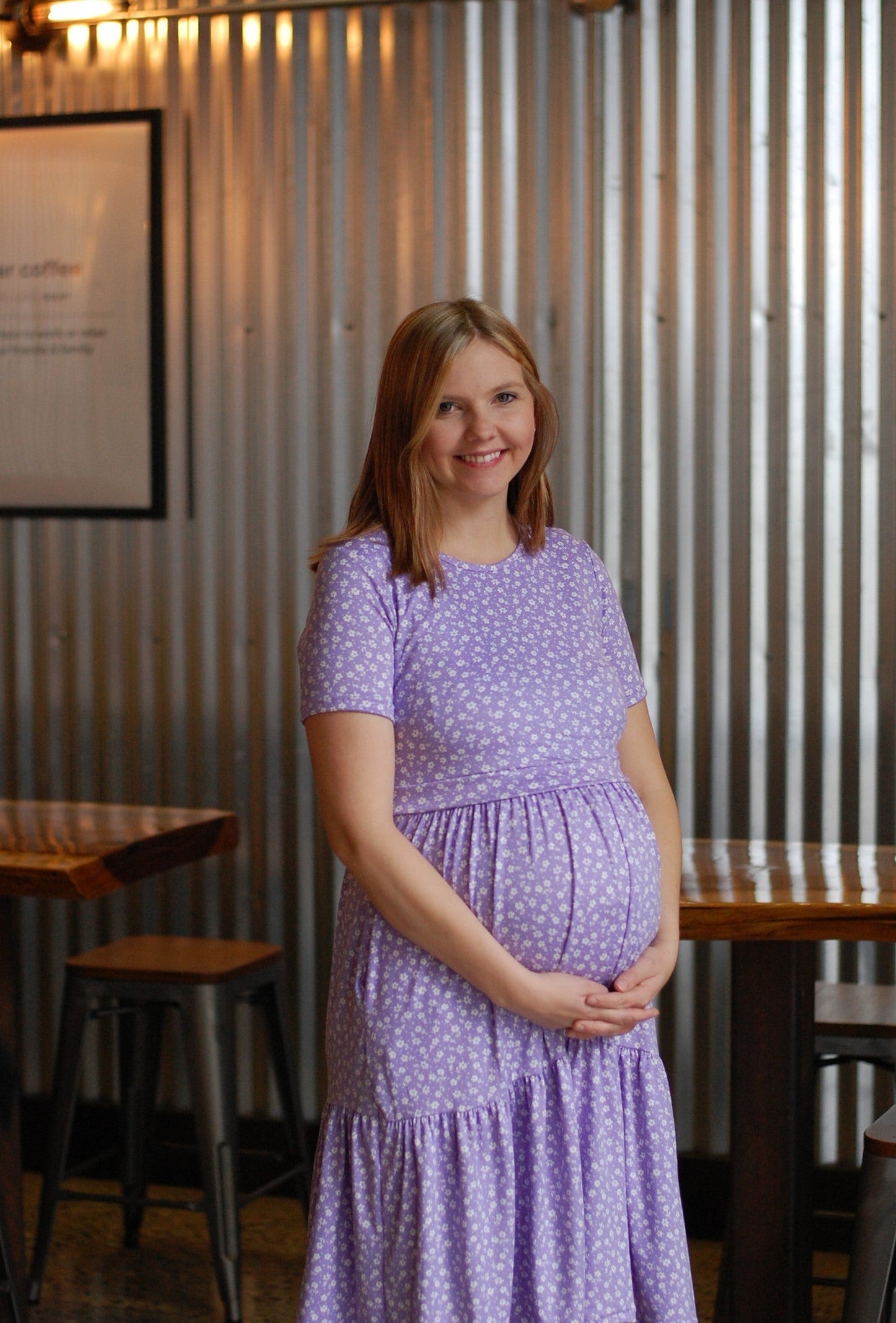 Lavender Blossoms Tiered Nursing & Maternity Friendly Dress