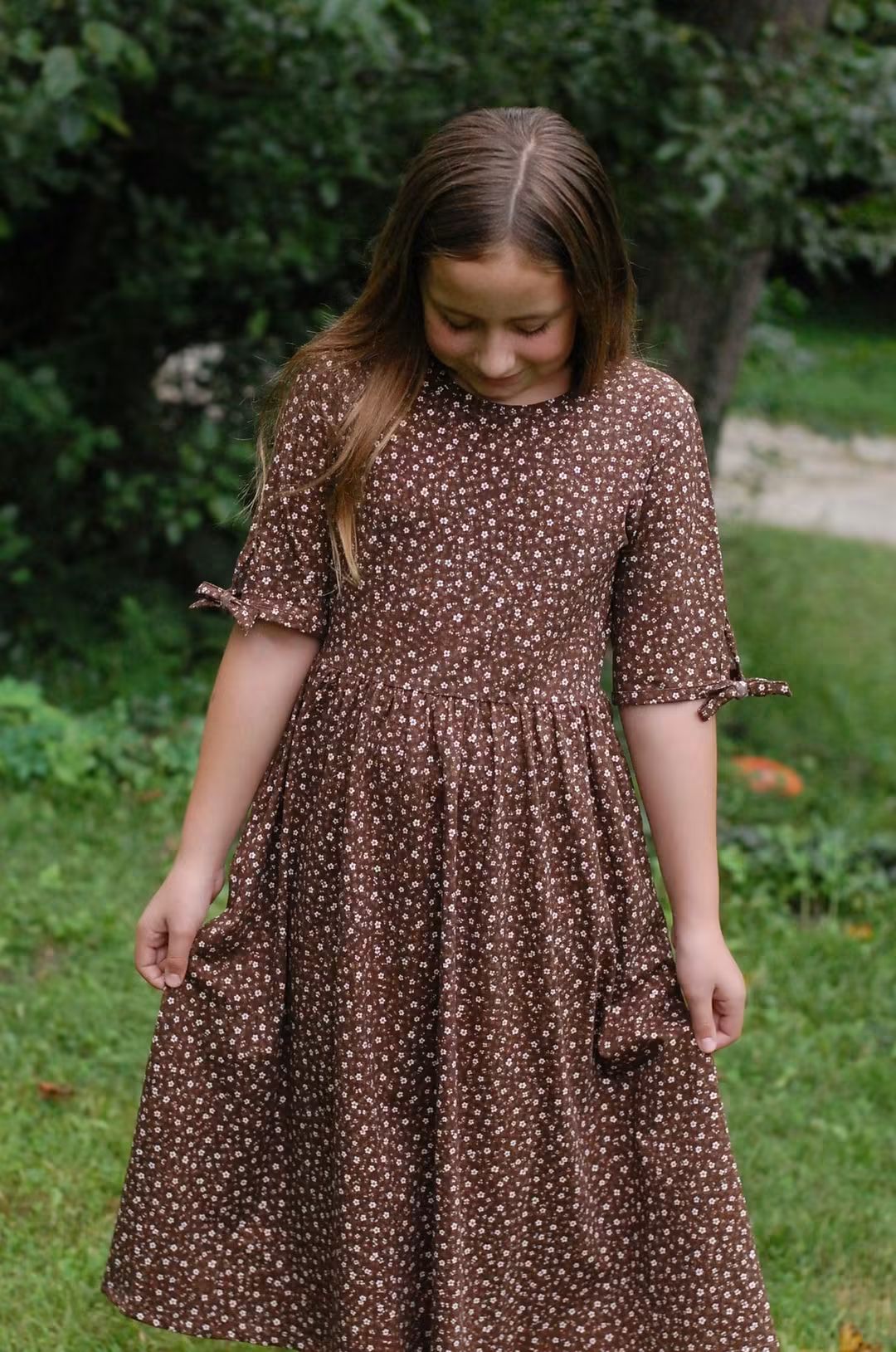 Pre-order Girls Autumn Daisies Cotton Tiered Dress