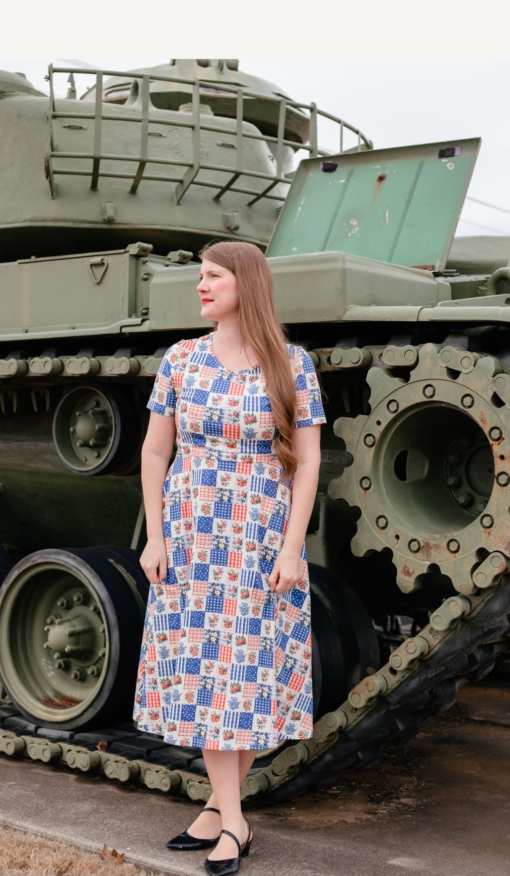 Patriotic Patchwork Cotton Twirl Dress Non-Nursing