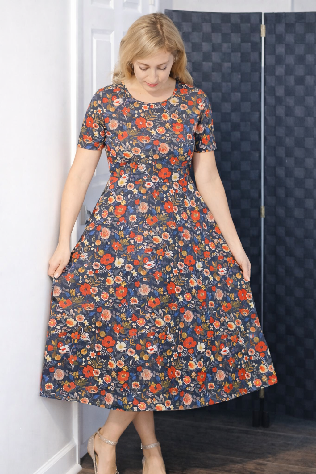 Antique Floral Cotton Twirl Dress Non-Nursing