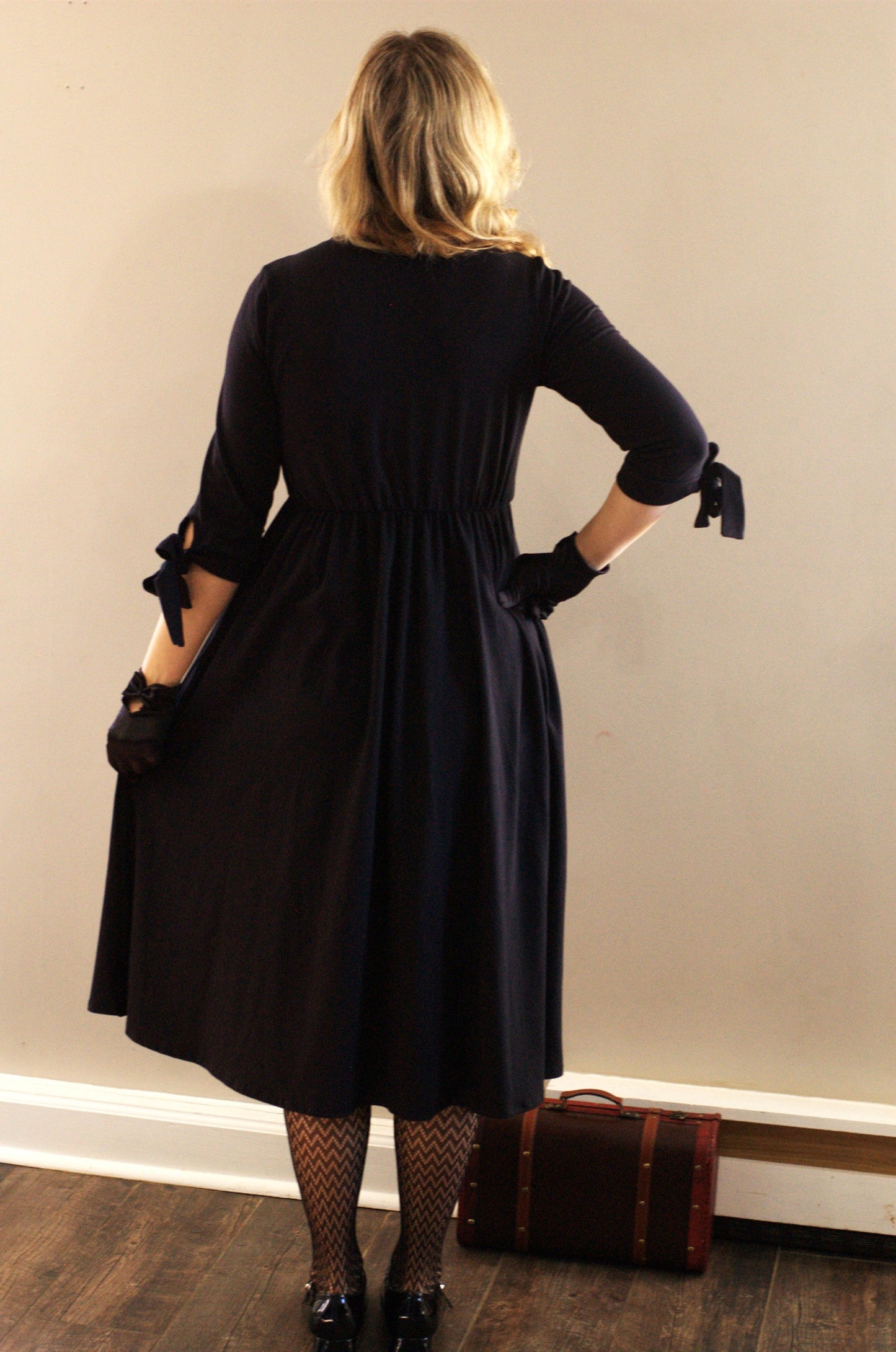 Little Black Bow Sleeve Dress Nursing and Maternity Friendly