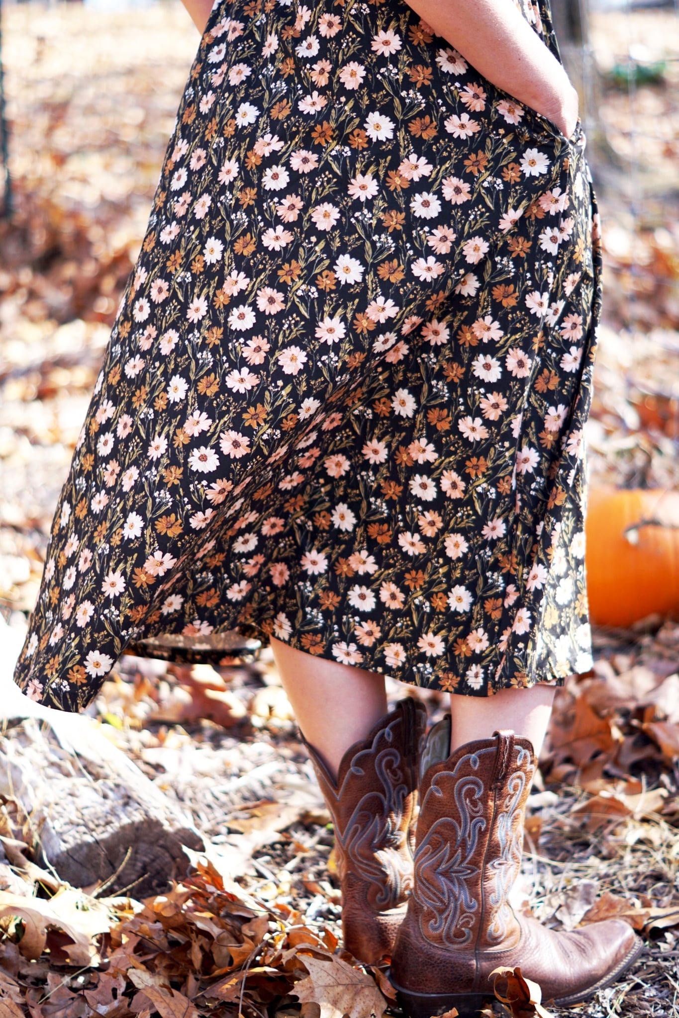 Autumn Blooms Cotton Homestead Midi Dress