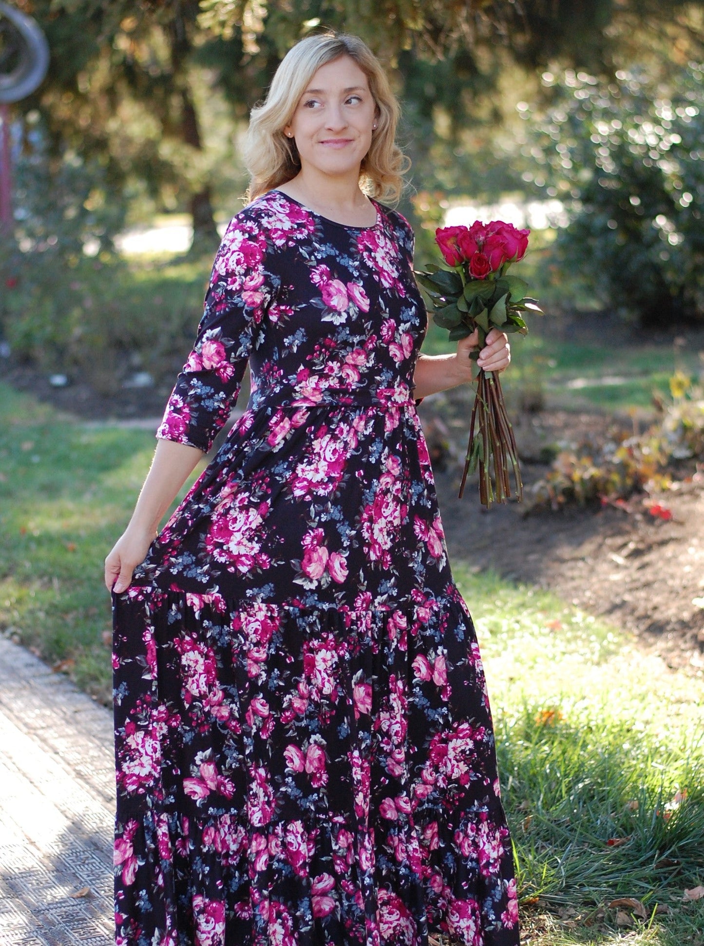 "Rose in Bloom" Tiered Nursing & Maternity Friendly Dress