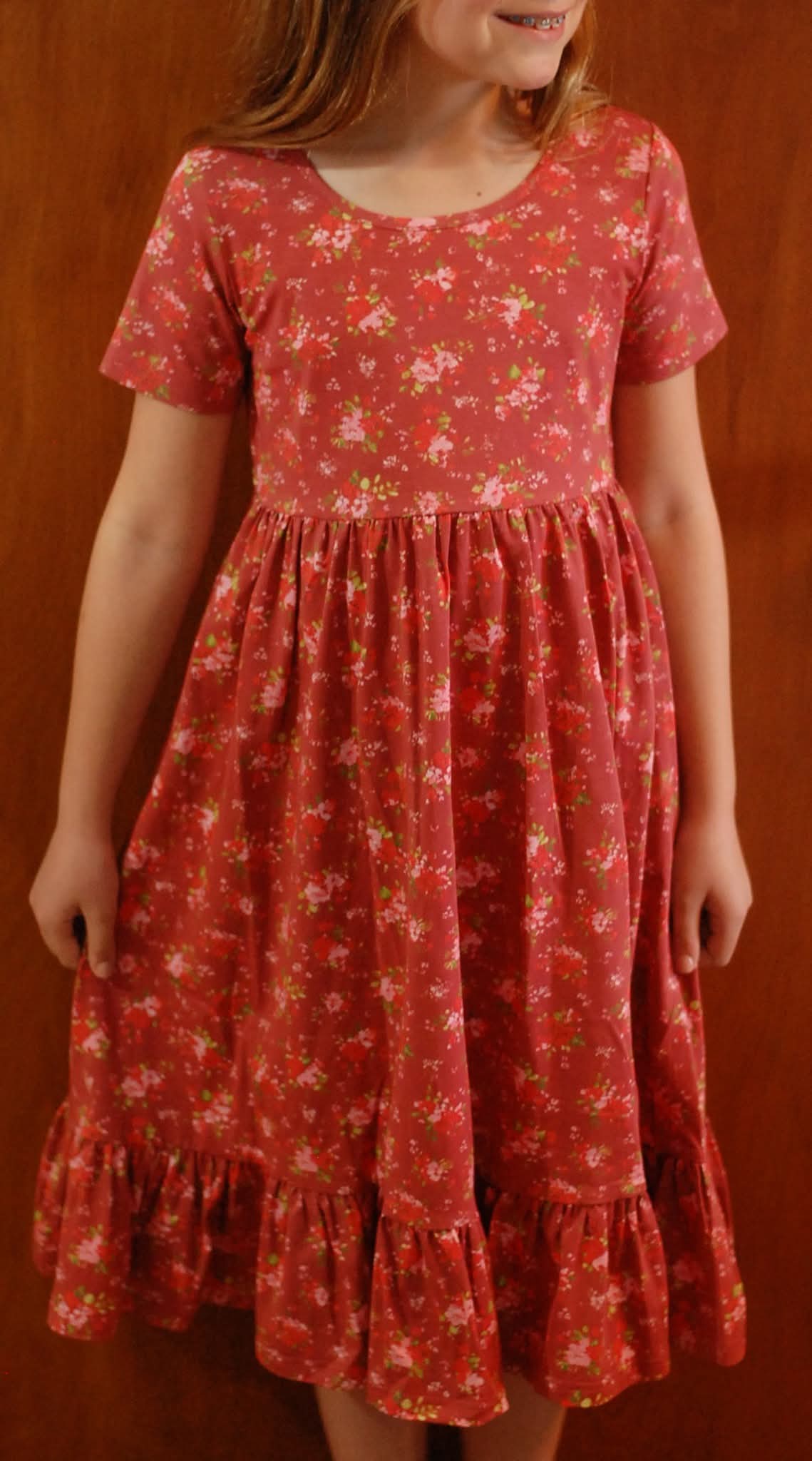 Girls Romantic Blooms Cotton Tiered Dress