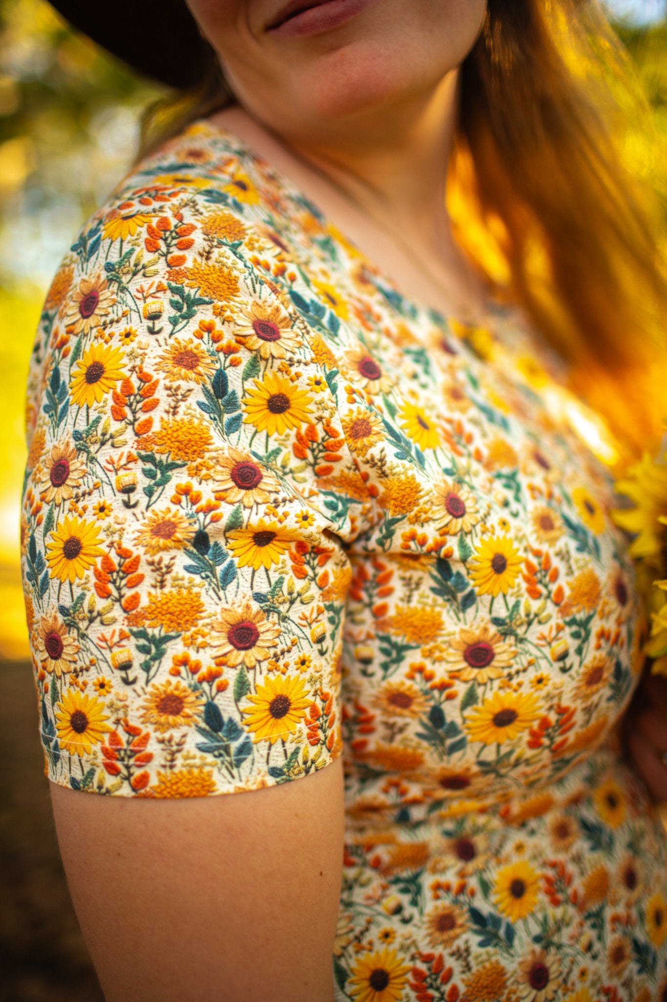 Cotton Sunflower  Floral Nursing Friendly Twirl Dress