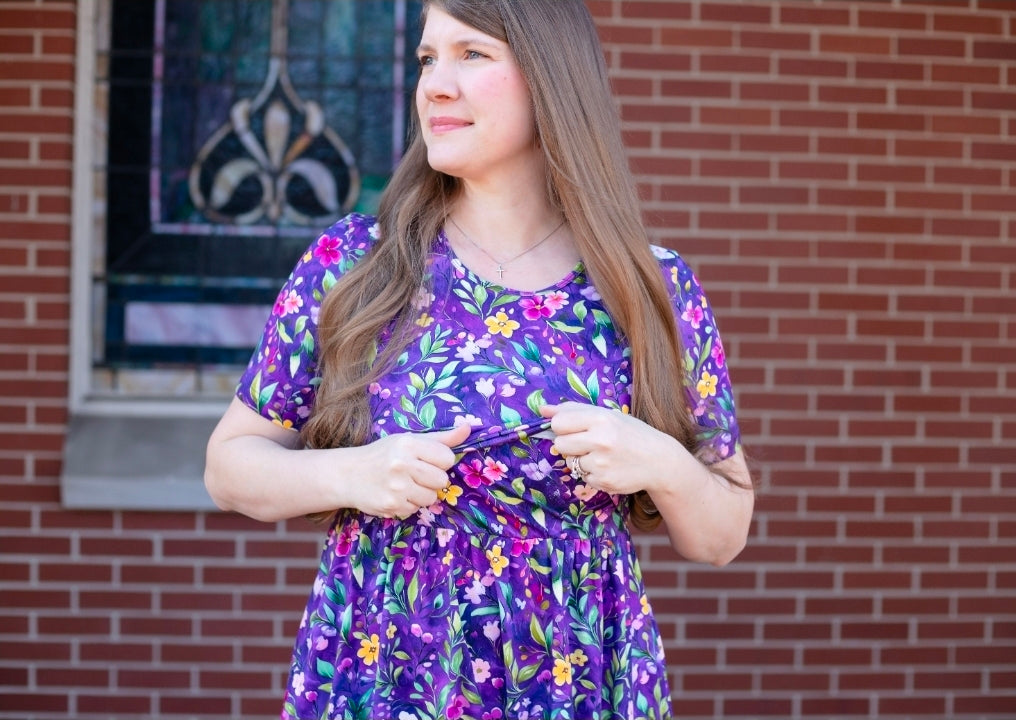 Violet Blooms Cotton Dress