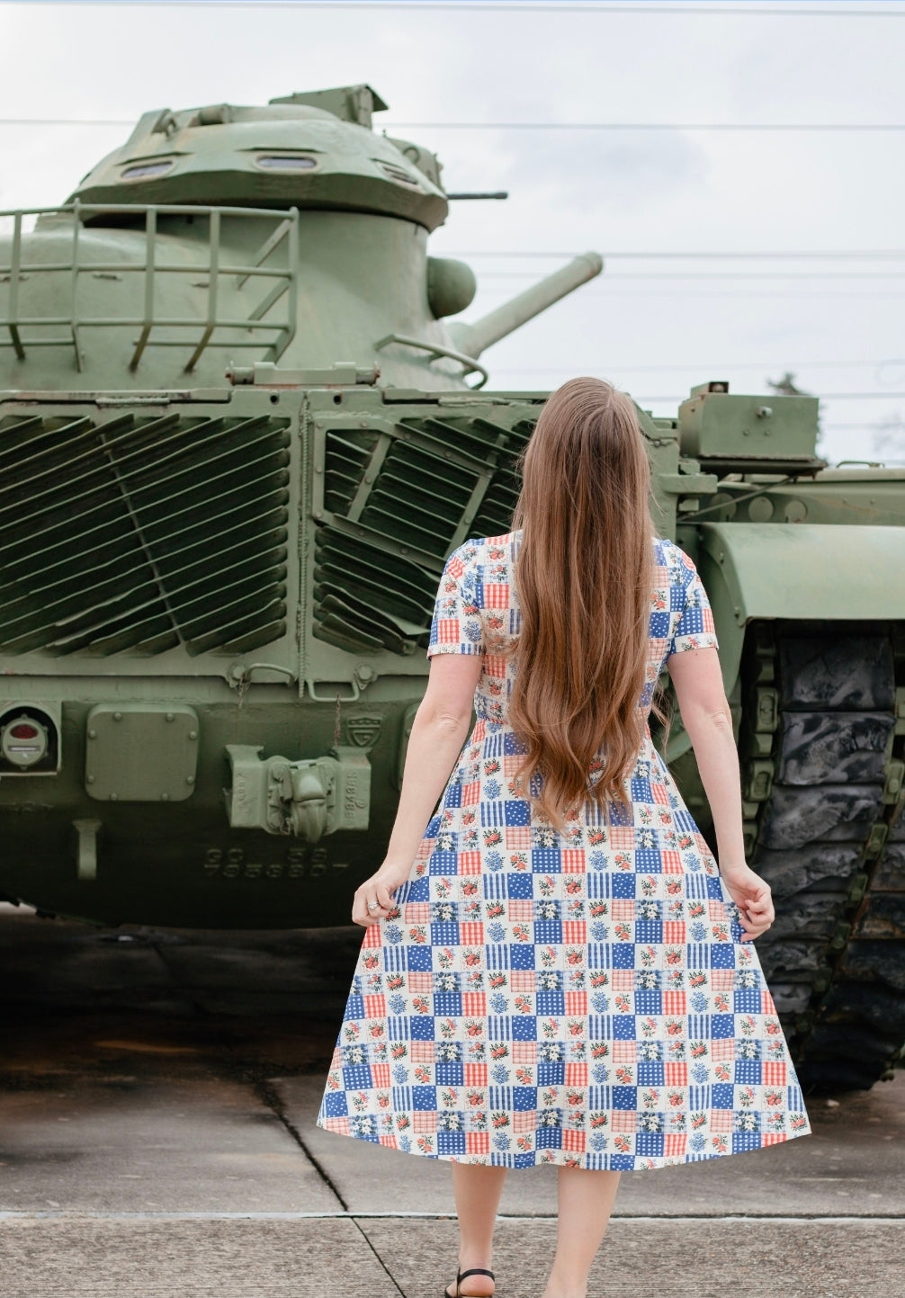 Patriotic Patchwork Cotton Twirl Dress Nursing Friendly