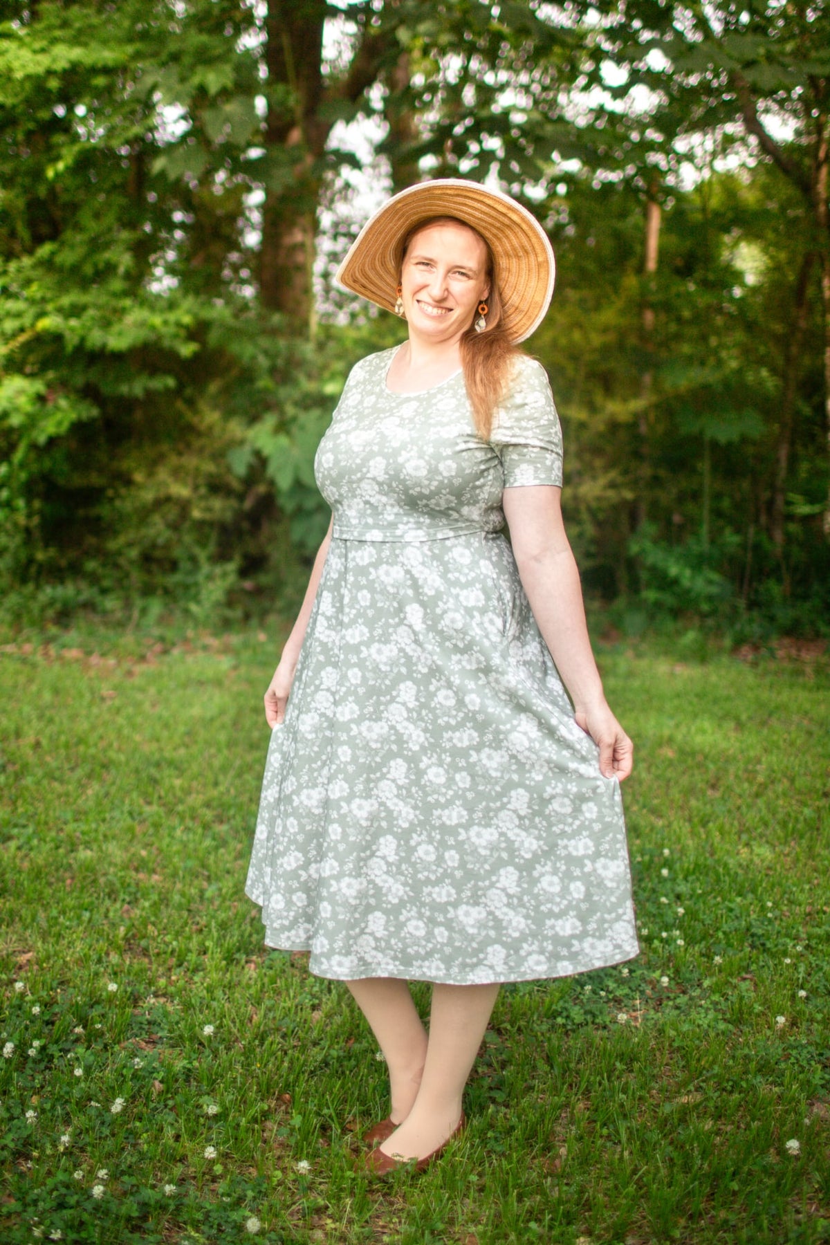 Sage Blossom Cotton Twirl Dress