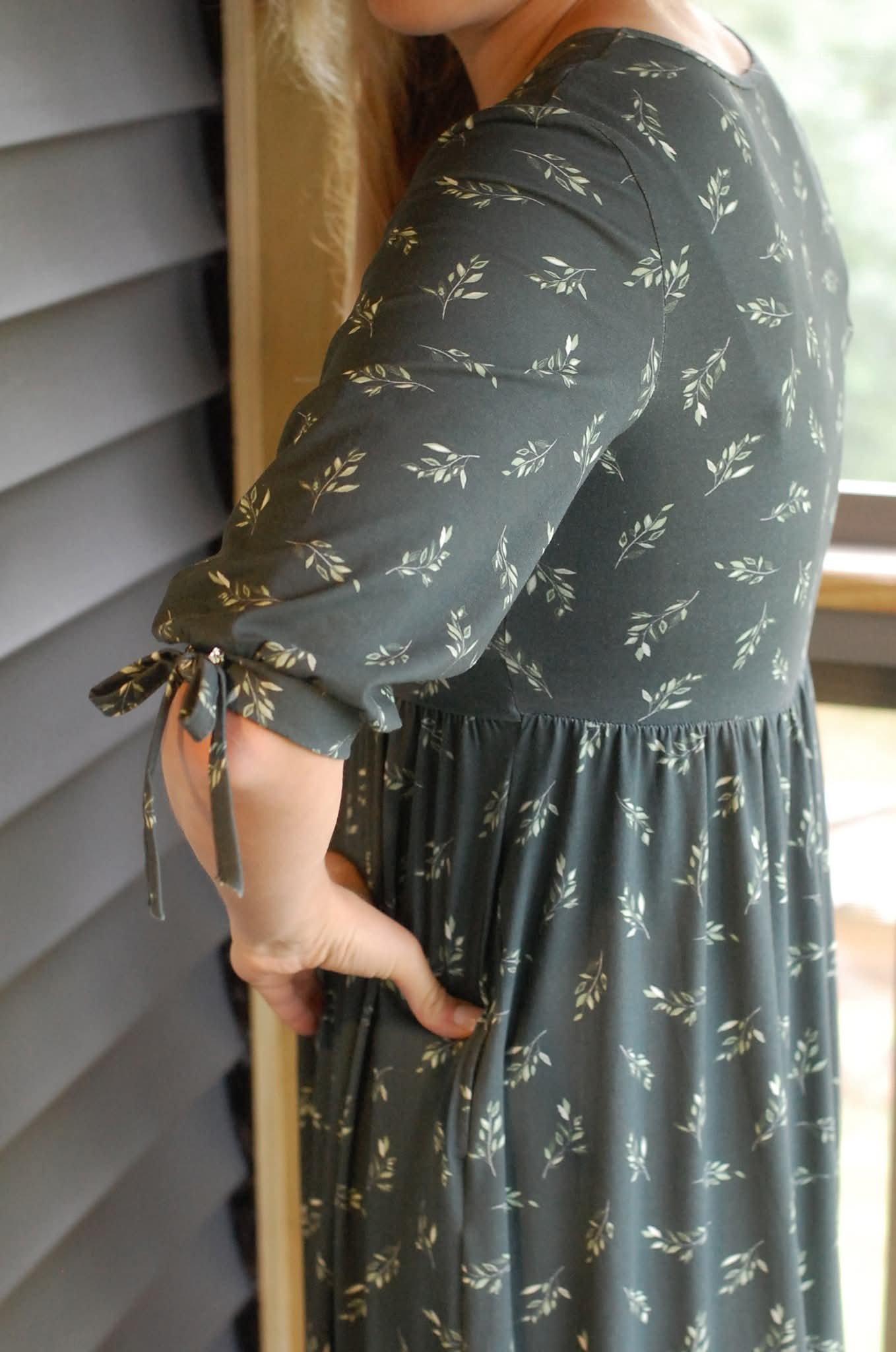 Olive Branch Nursing Friendly Cotton Tiered Midi Dress in Dark Green