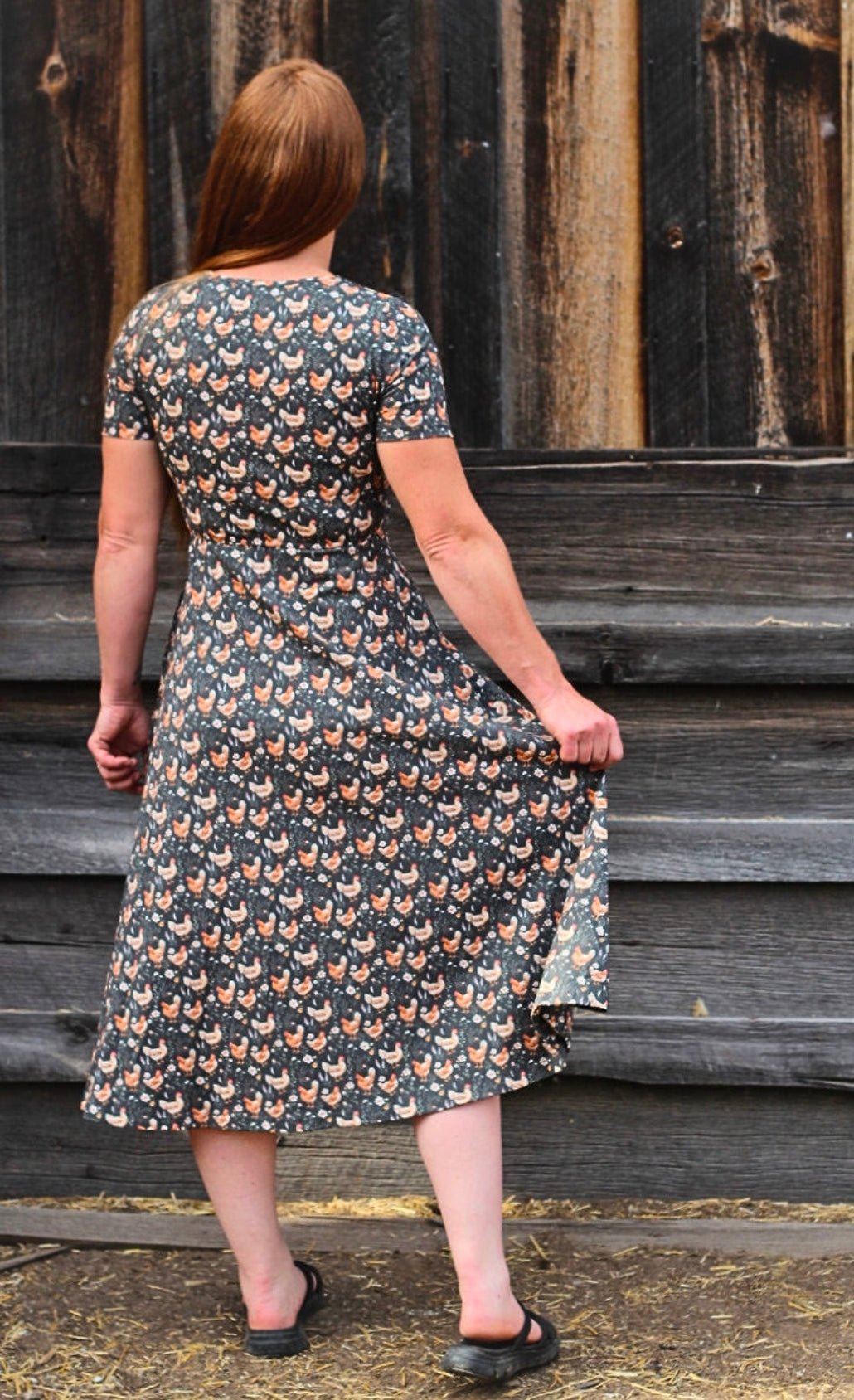 Pre-Order "Farmyard Bevy"  Cotton Twirl Midi Dress