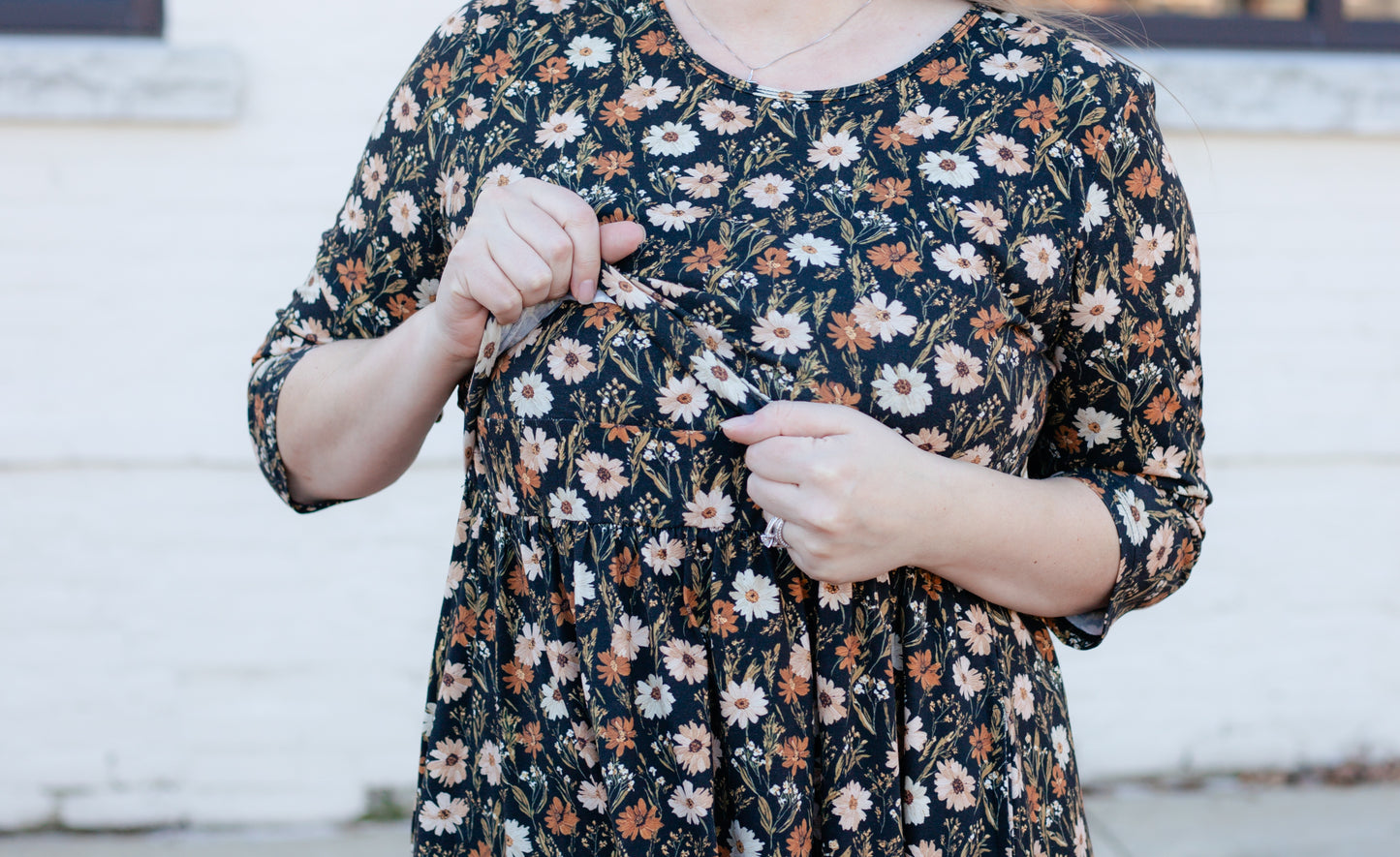 Autumn Blooms Cotton Homestead Midi Dress