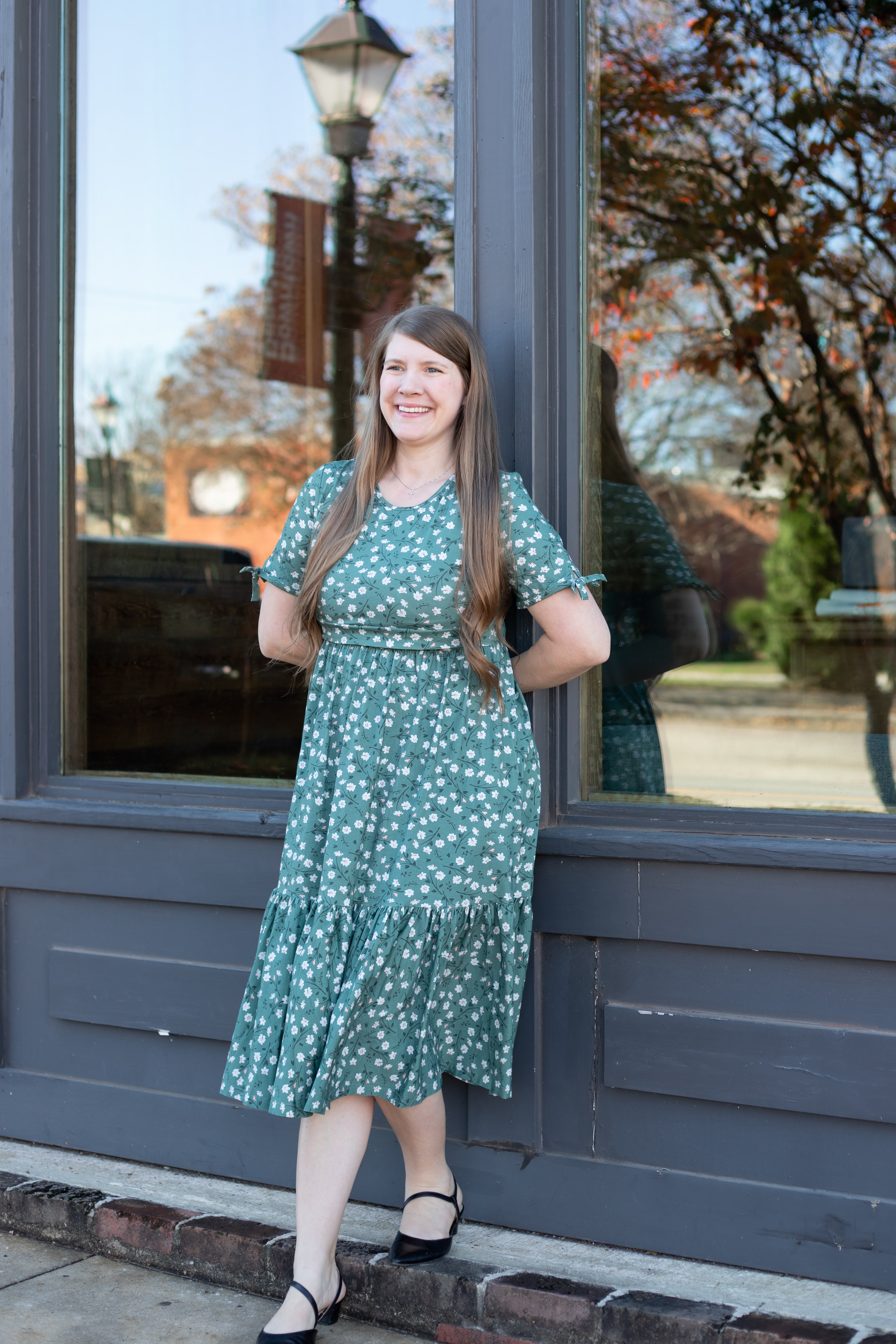 Daisy Blooms Cotton Tiered Midi Dress