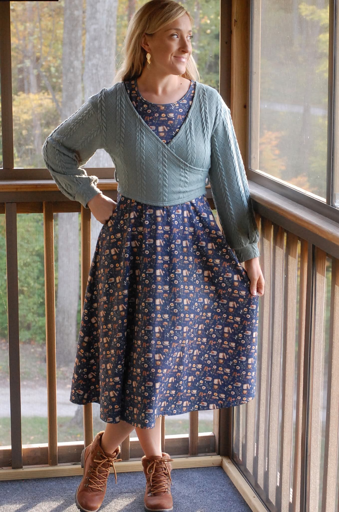 "Novella" Books Print Cotton Twirl Dress