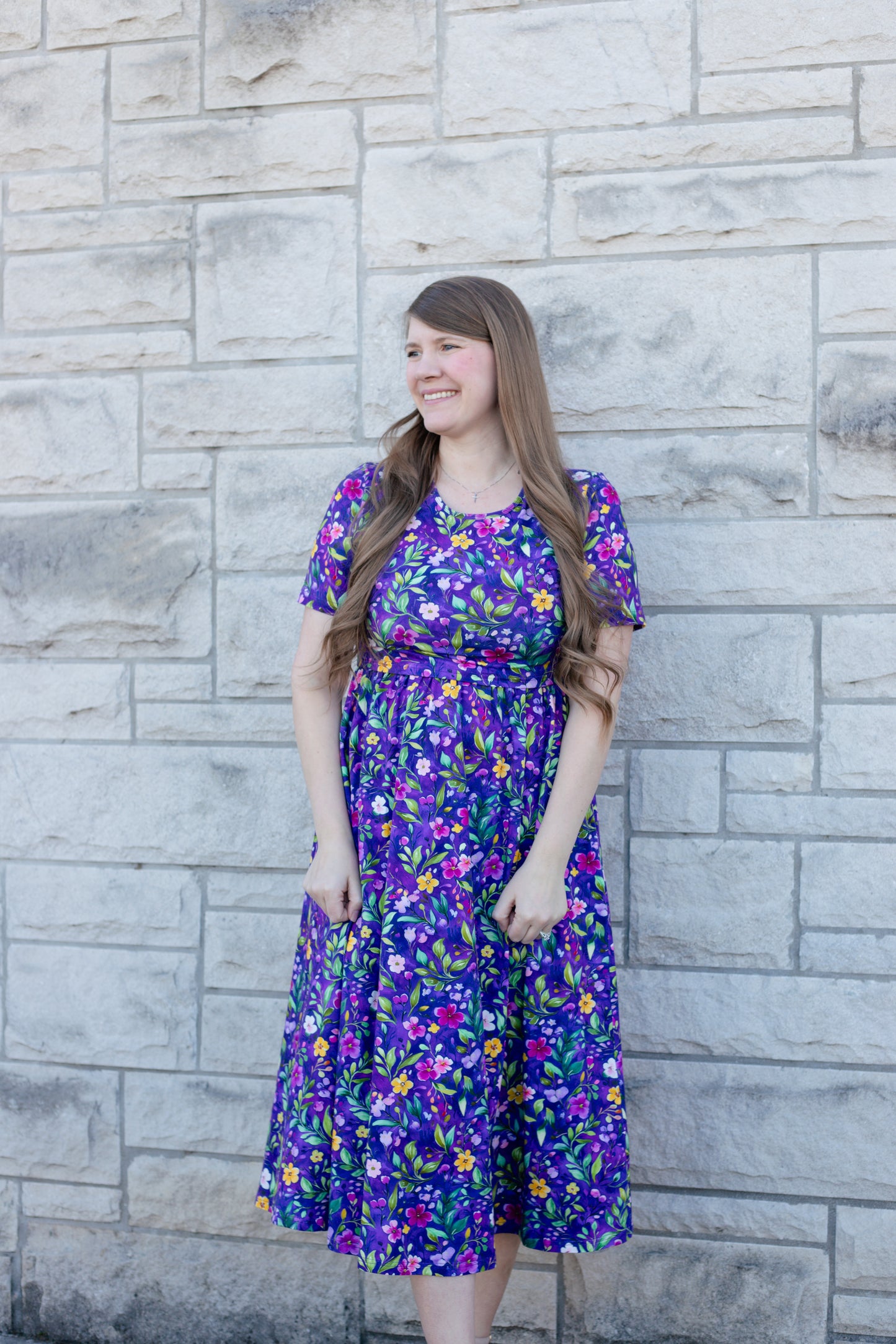 Violet Blooms Cotton Dress