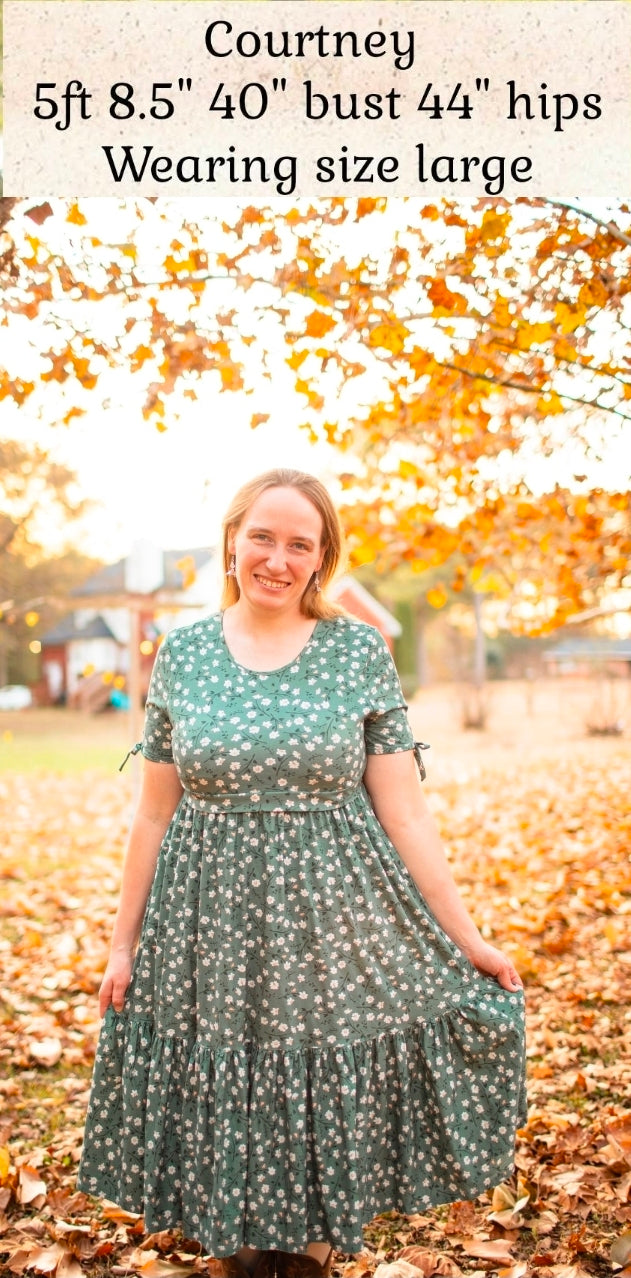 Daisy Blooms Cotton Tiered Midi Dress