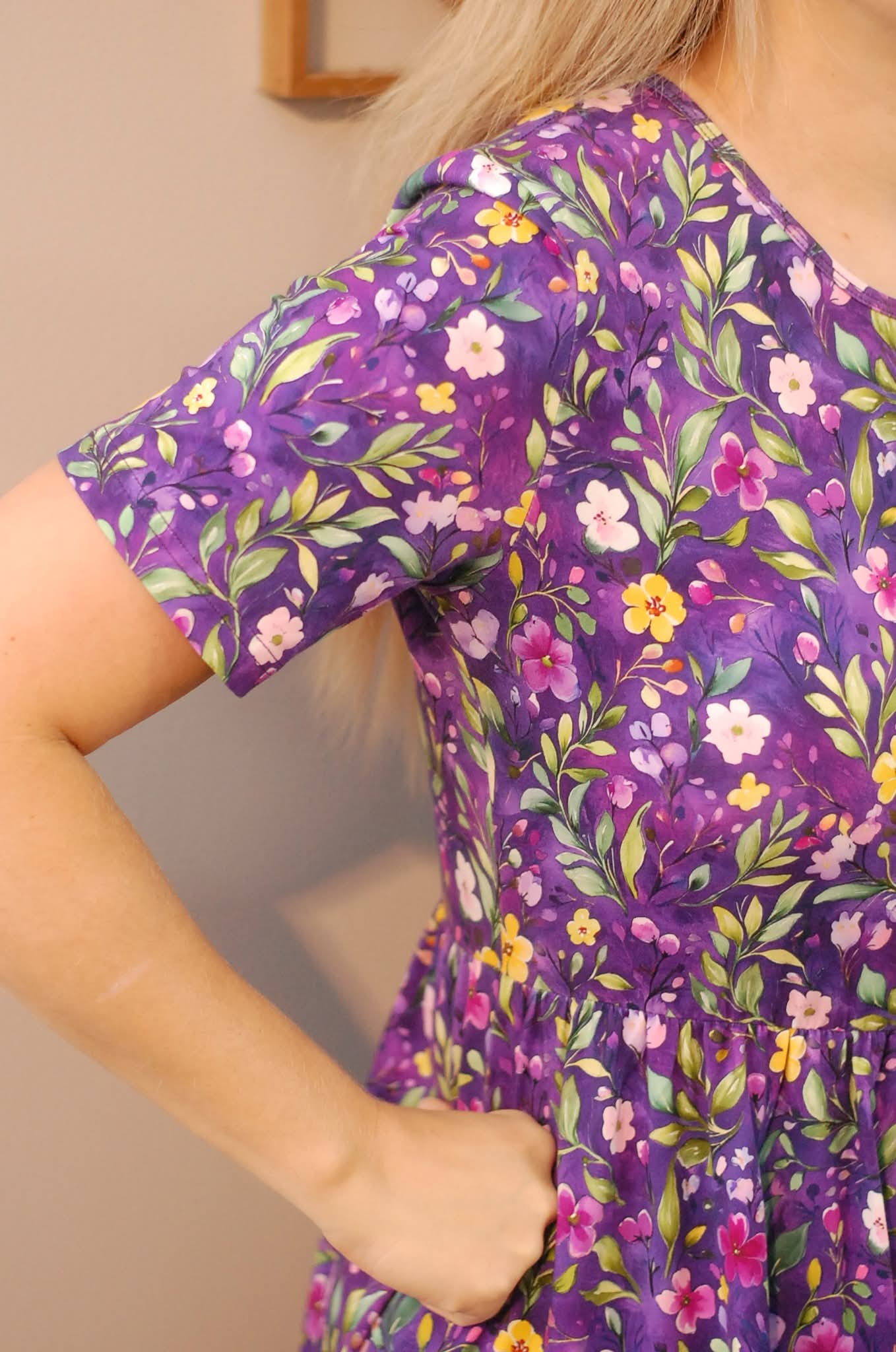 Pre-Order Cotton Violet Blooms Dress