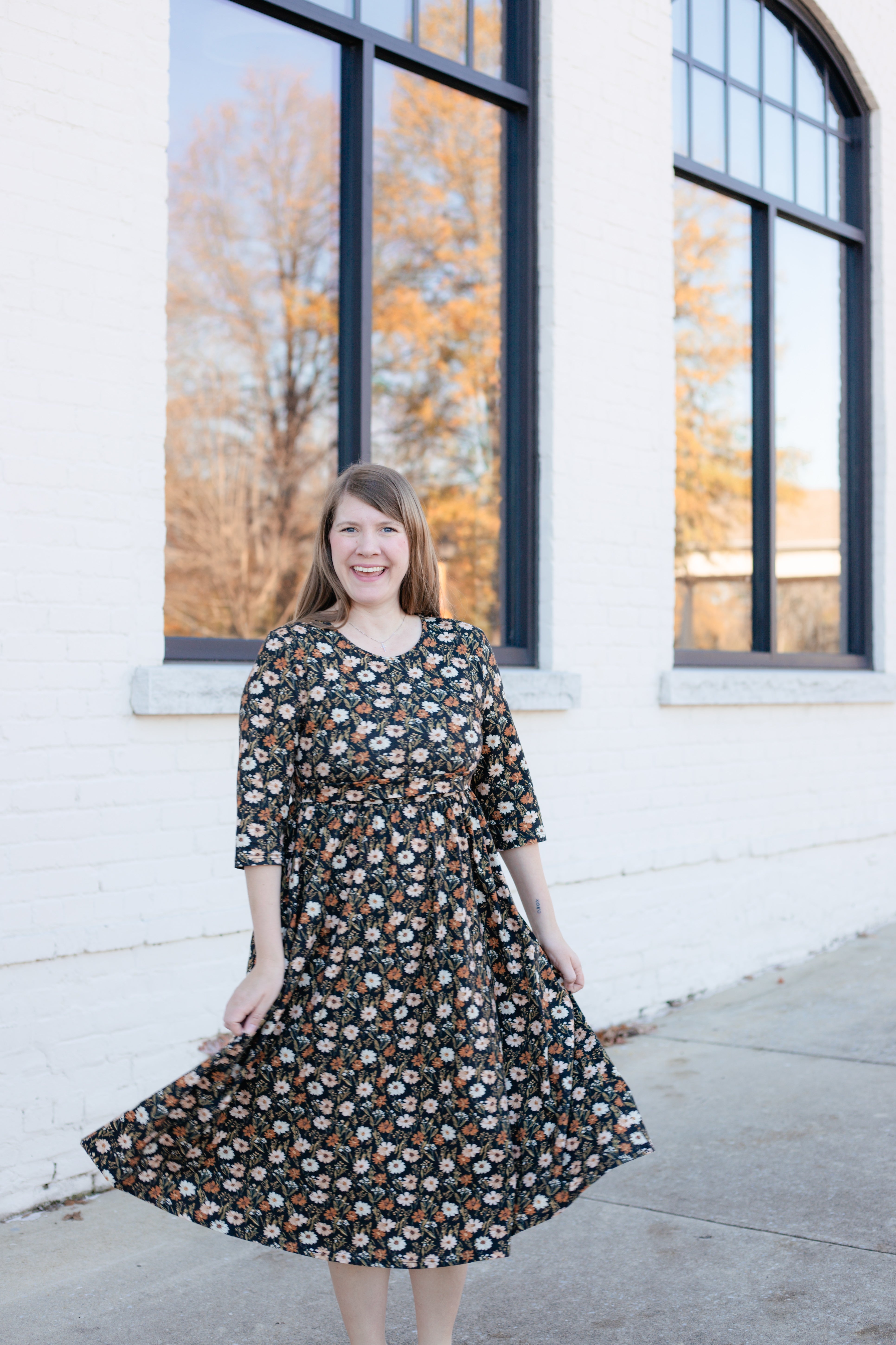 Autumn Blooms Cotton Homestead Midi Dress