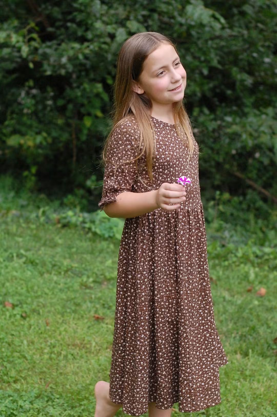 Pre-order Girls Autumn Daisies Cotton Tiered Dress