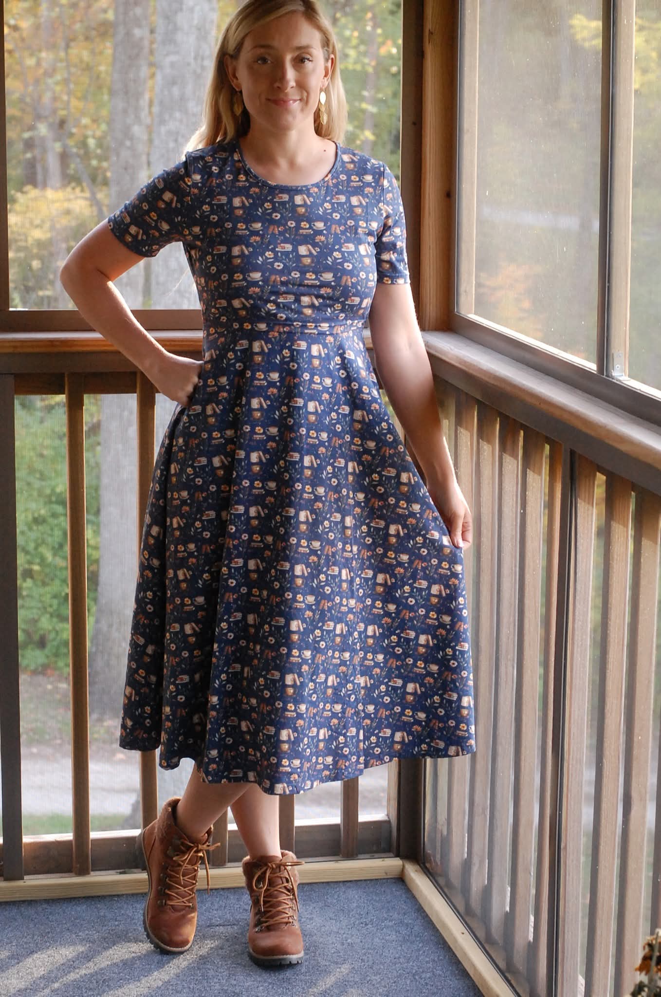 "Novella" Books Print Cotton Twirl Dress