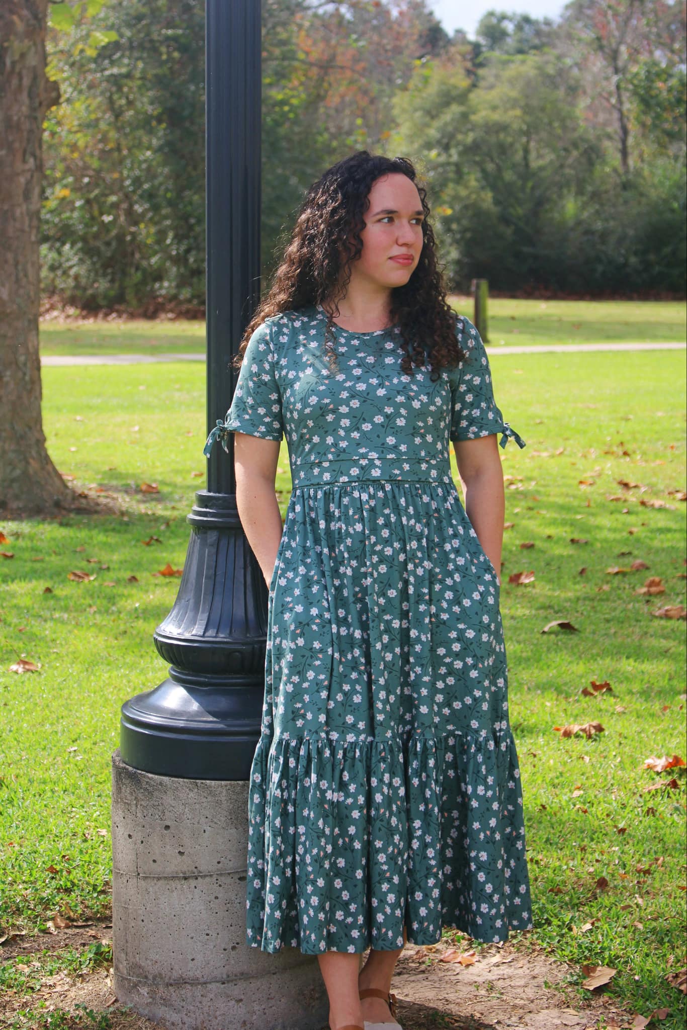 Daisy Blooms Cotton Tiered Midi Dress