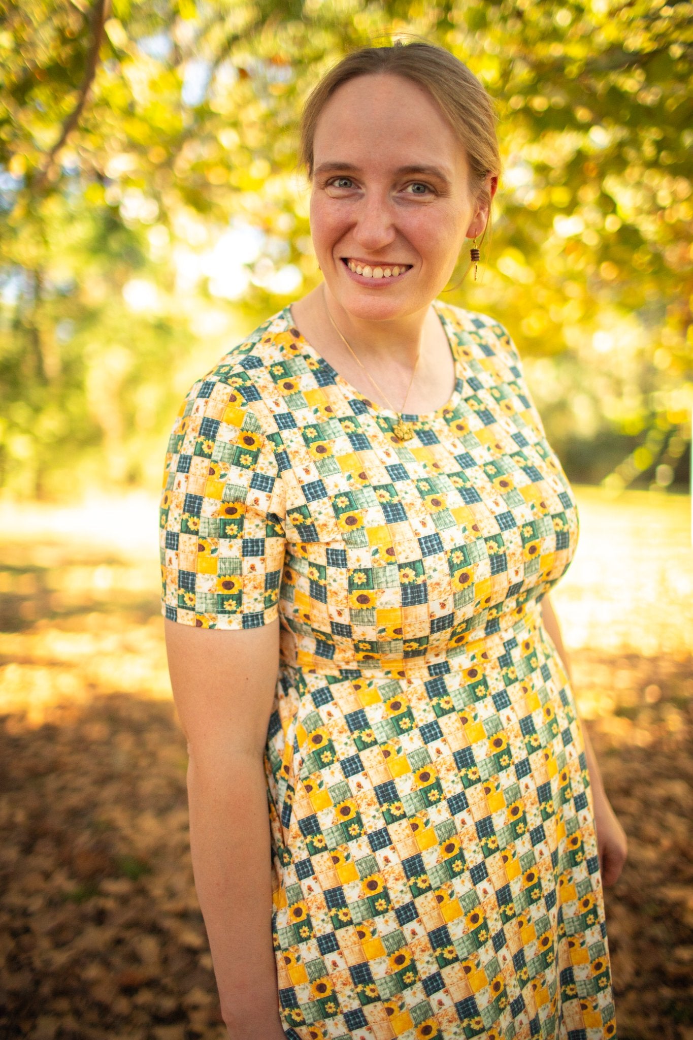 Cotton Sunflower Patchwork Nursing Friendly Twirl Dress