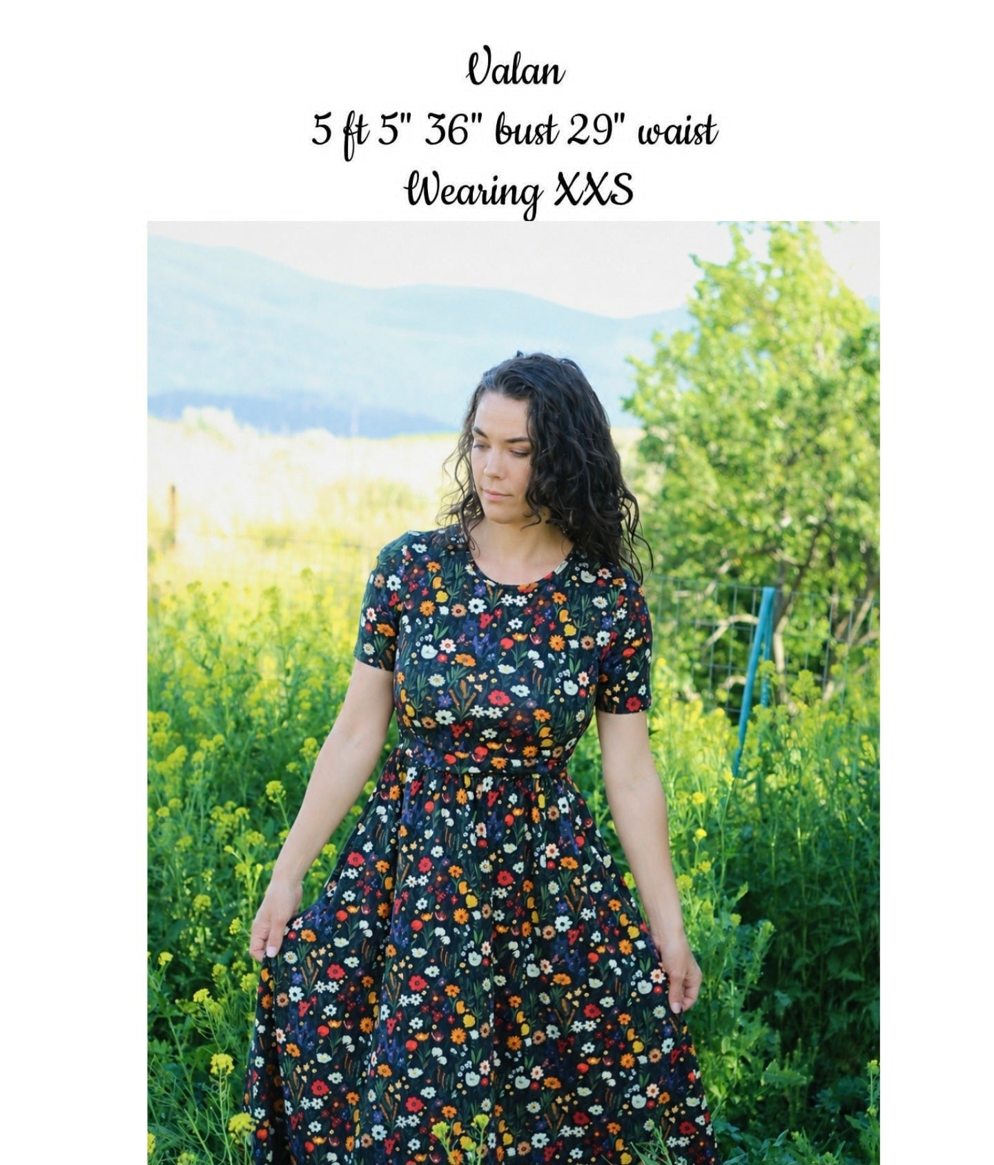 Pre-order "Midnight Wildflower"  Cotton Homestead Midi Dress