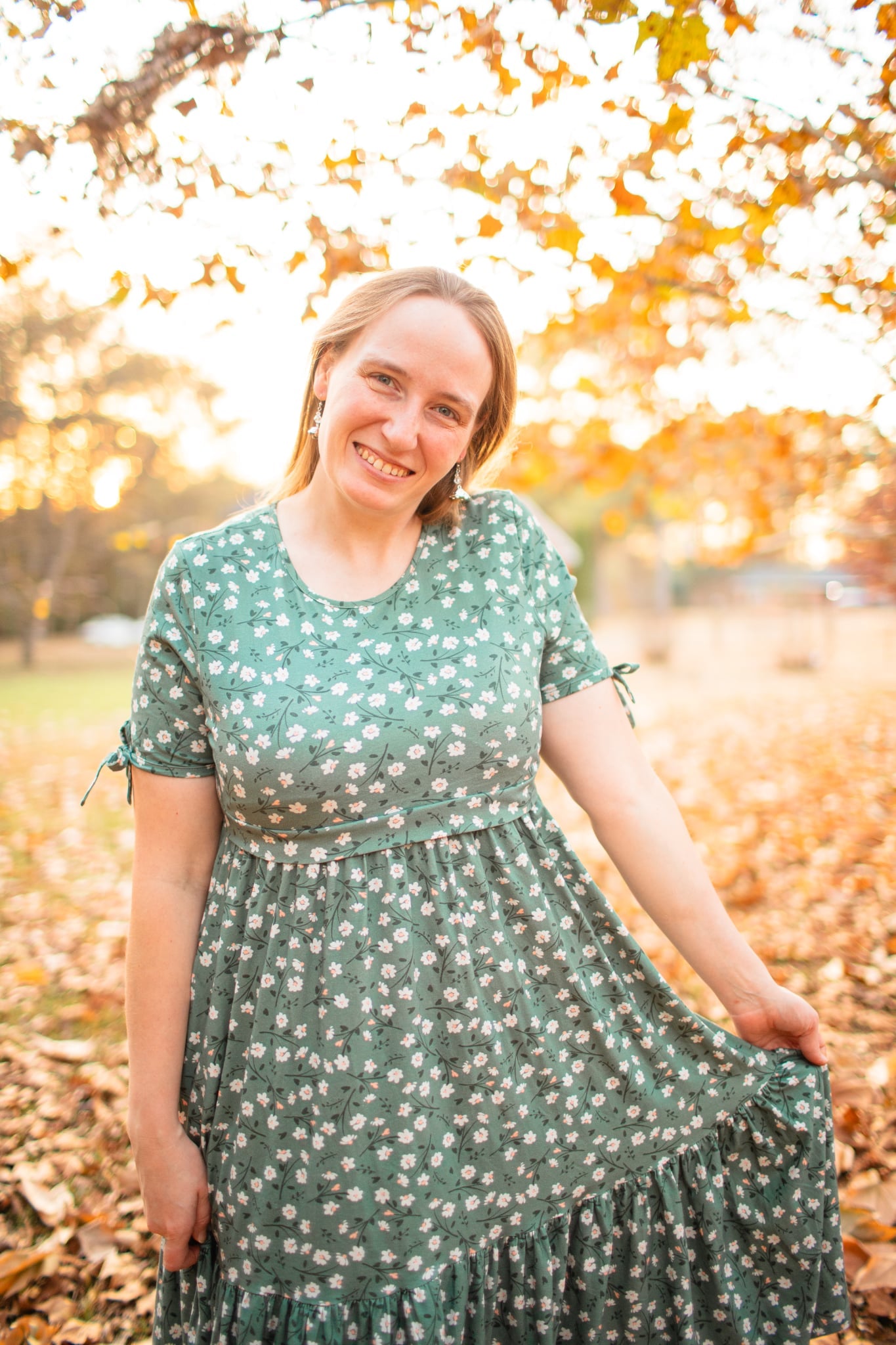 Daisy Blooms Cotton Tiered Midi Dress